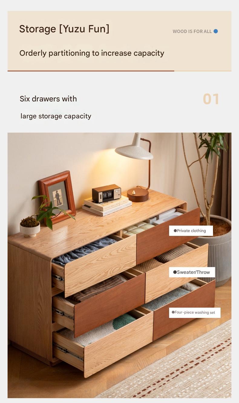 Solid Oak Wood Modern Drawer Cabinet - Stylish Storage Solution for Living Room, Bedroom & Office Organization