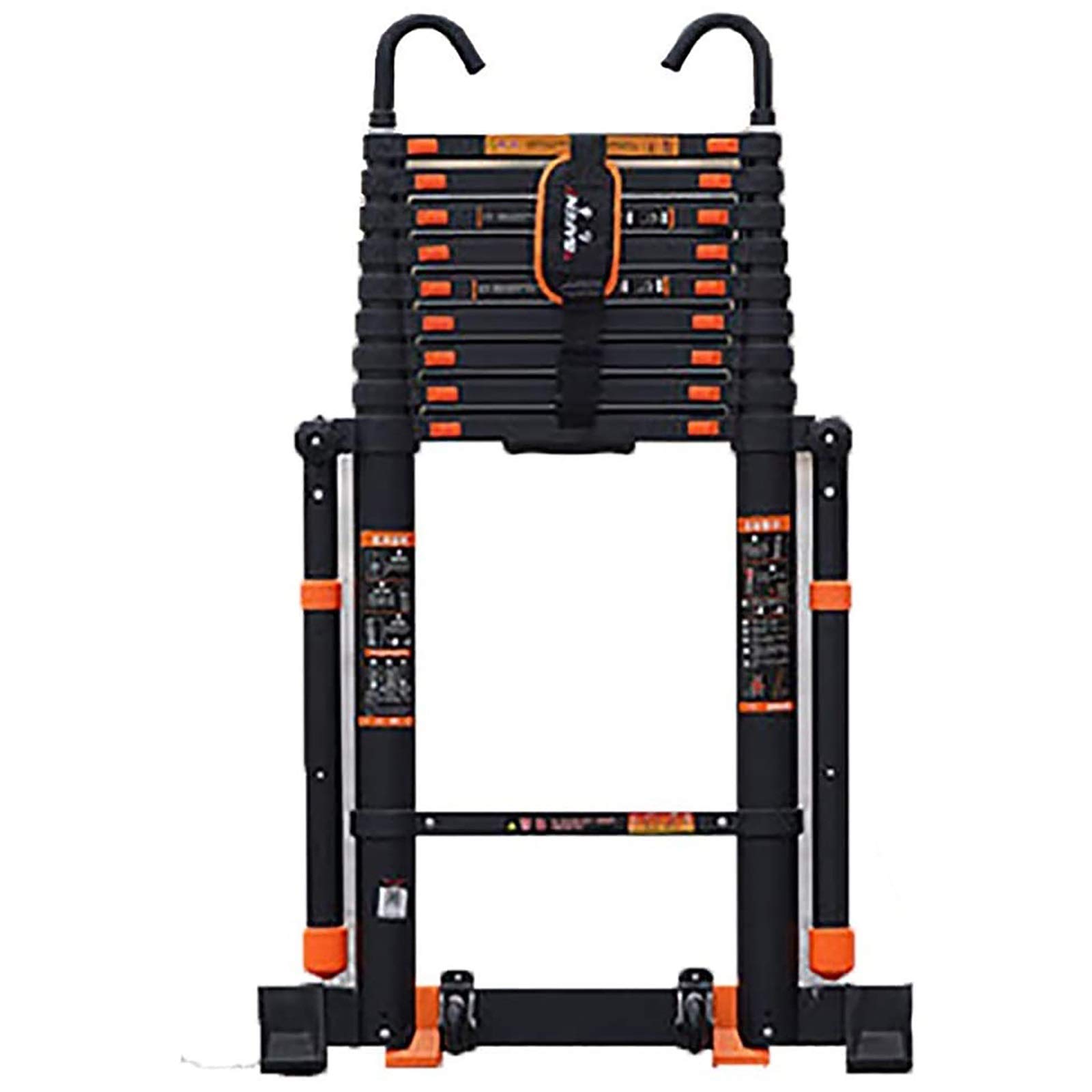 Heavy Duty Aluminum Telescoping Ladder with Hooks, Stabilizer Bar & Wheels - 5M/11.5Ft Foldable Ladder for Home, Office, Loft & Attic (150kg Capacity) - Perfect for Indoor Storage, Roof Access & Maintenance Tasks