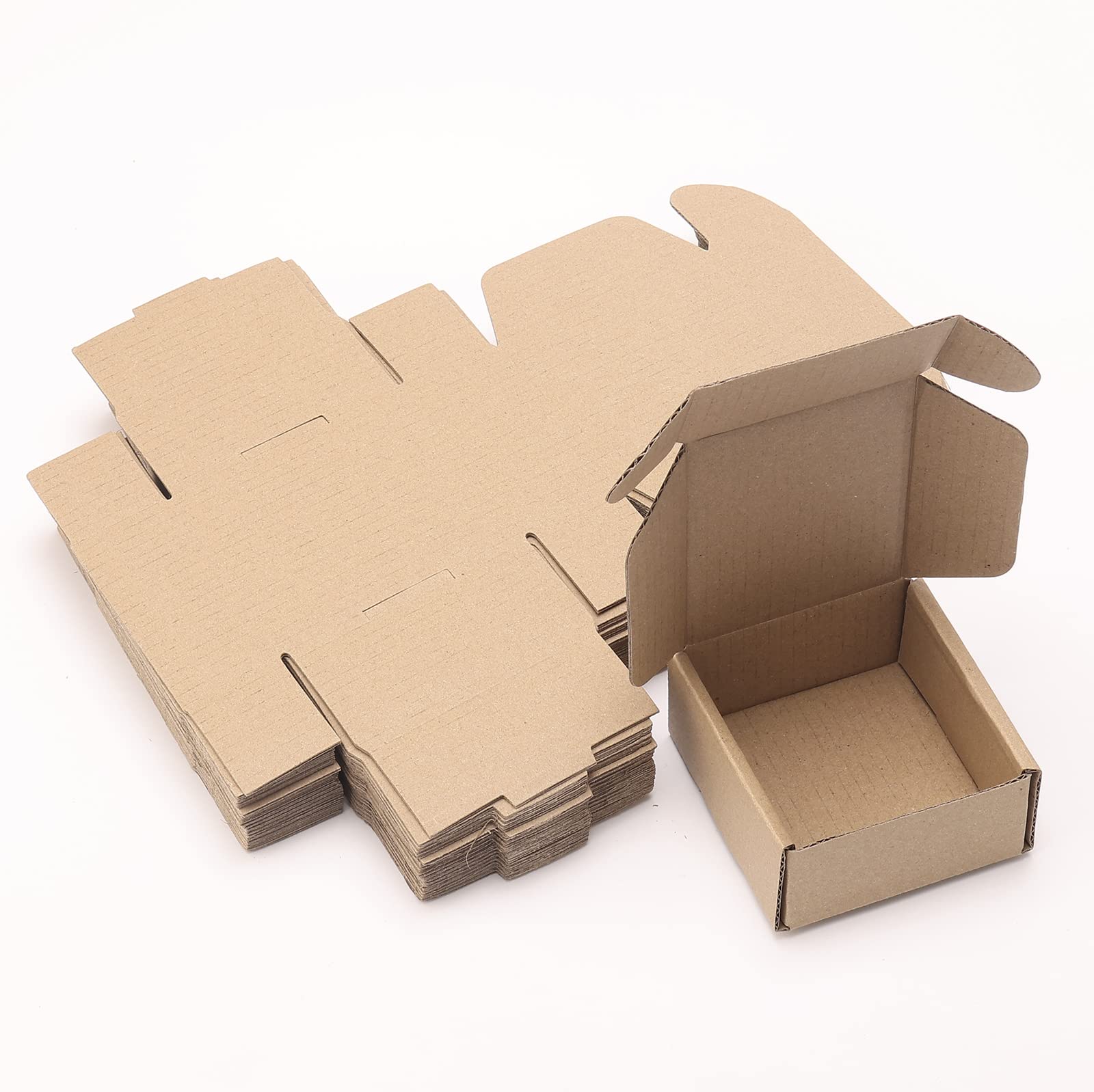 Mini Pizza Boxes 20pcs - 3.35x3.35x1.57in Kraft Brown Storage Boxes for Candy, Cookies & Treats - Perfect for Parties & Gifts