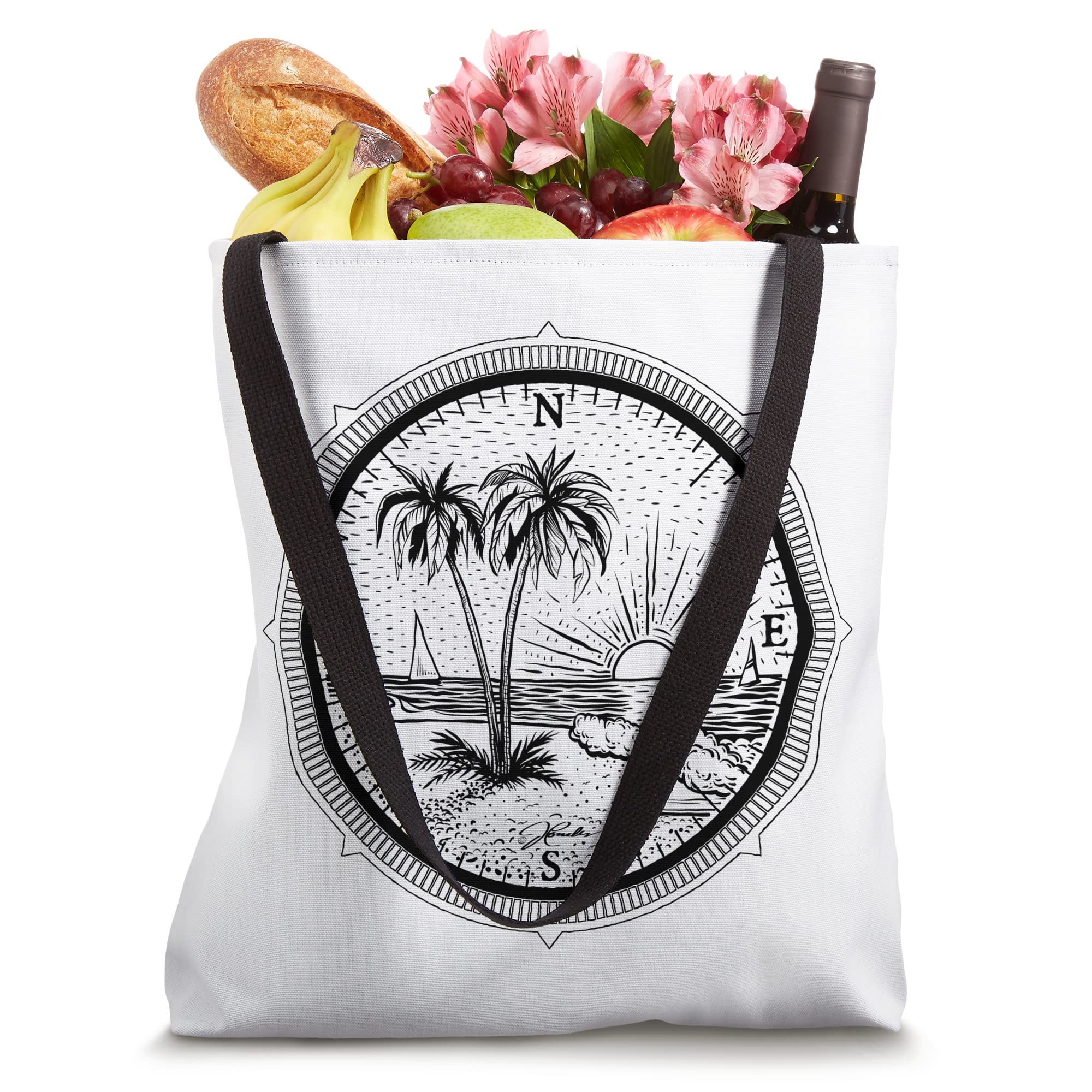 JCombs: Stylish Compass Rose & Beach Tote Bag - Perfect for Travel, Shopping & Summer Outings