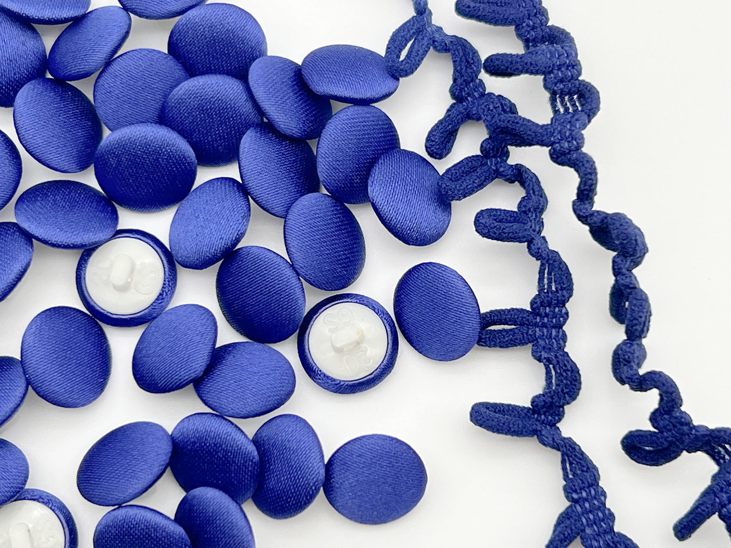 PEPPERLONELY 50-Piece 1/2 Inch Satin Covered Buttons with Shank - Royal Blue Sewing Buttons for Wedding Dresses, Blouses & Formal Attire - Perfect for Bridal Gowns, Prom Dresses & DIY Sewing Projects