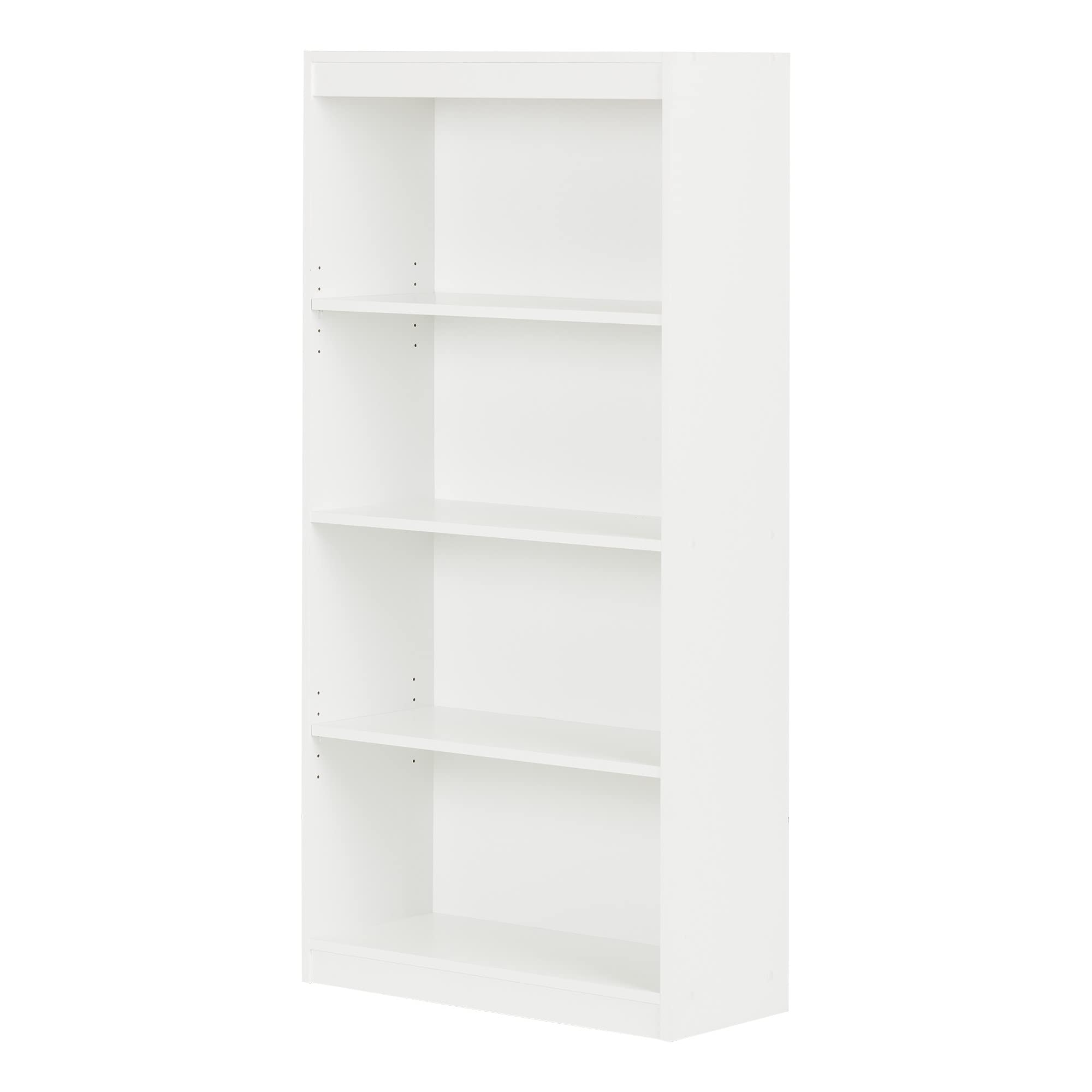 South Shore Axess 4-Shelf Bookcase, White Wooden Bookshelf for Home & Office - Perfect for Living Room, Bedroom, Study & Library Storage Organization