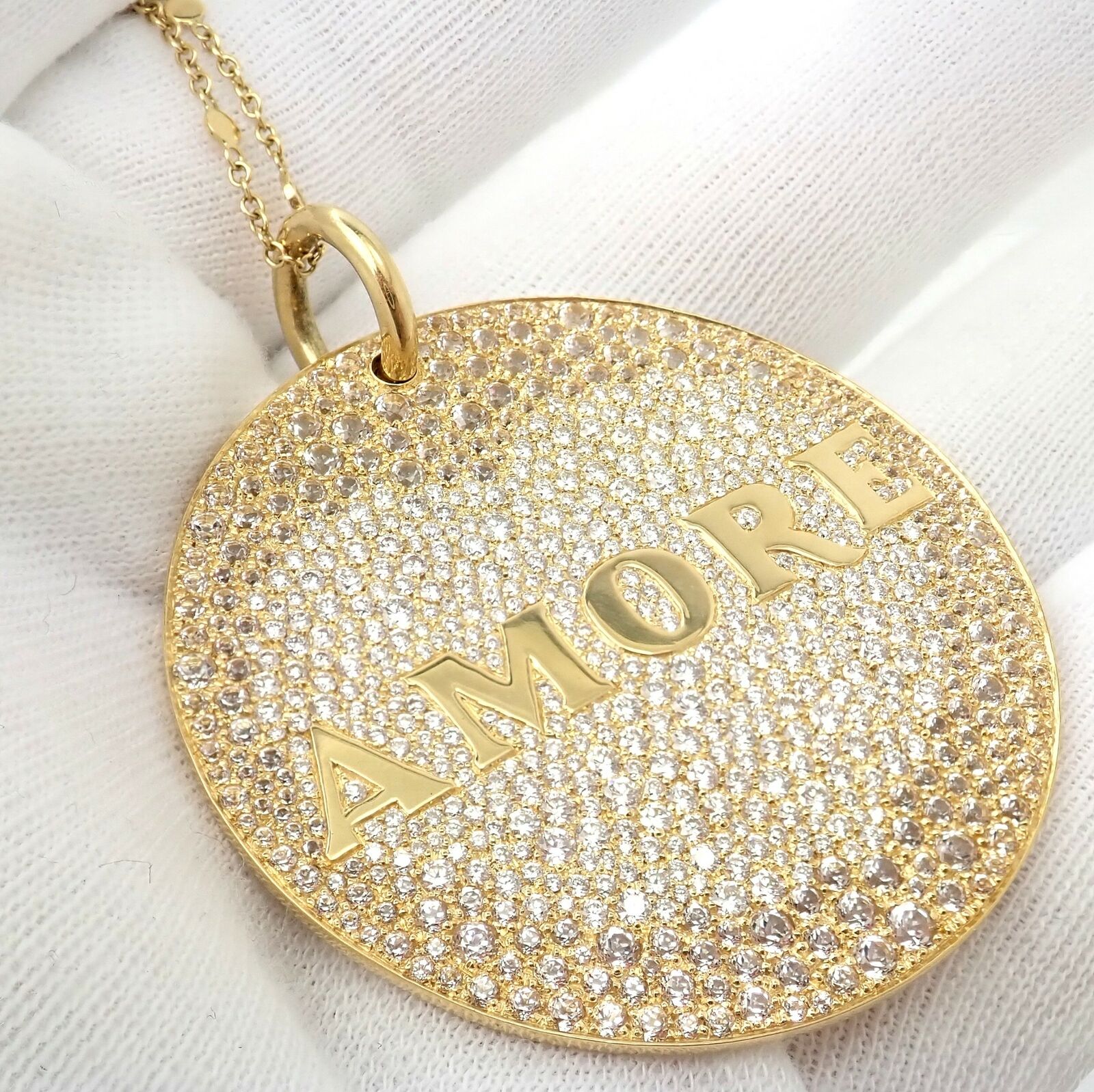 Pasquale Bruni 18k Yellow Gold Extra Large Diamond & Sapphire Amore Pendant Necklace for Women - Elegant Jewelry Gift for Anniversary, Valentine's Day & Special Occasions