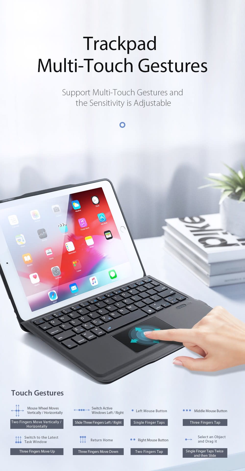 Dux Ducis Bluetooth Keyboard with Protective Case for iPad - Perfect for Work, Travel & Home Office Use