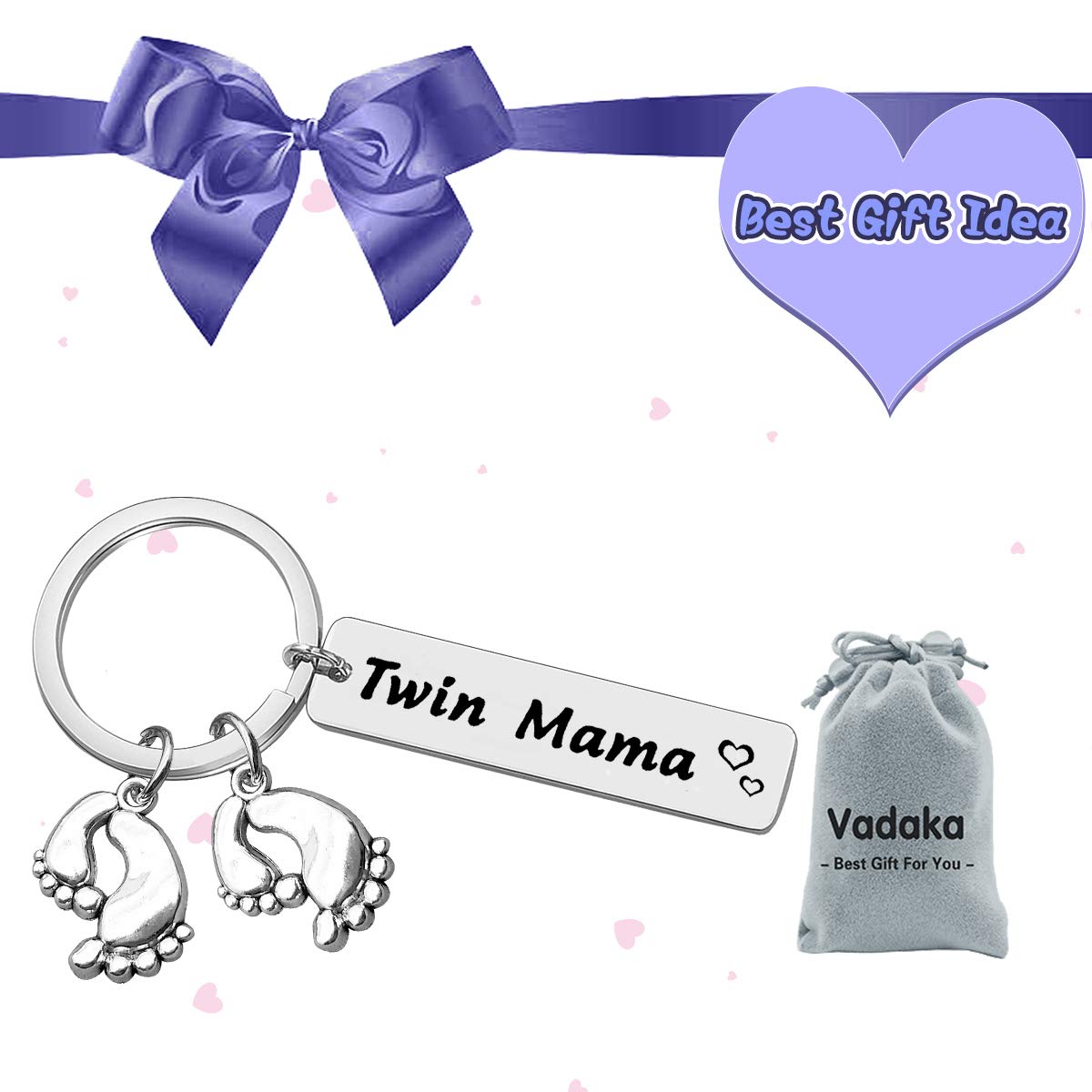 Twin Mom Gift Keychain - New Mom Jewelry for Mother of Twins, Pregnancy Announcement & First Time Mom Gift - Perfect for Baby Showers, Mother's Day & Newborn Celebrations