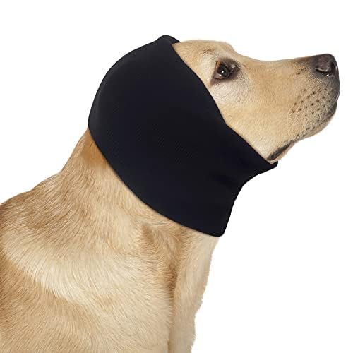 Dog Ear Wraps & Cat Ear Snoods - Anxiety Relief Noise Canceling Pet Ear Muffs for Grooming, Force Drying & Ear Hematoma Care - Calming Neck & Ear Warmer for Dogs - Perfect for Vet Visits, Grooming Sessions & Winter Walks - Black