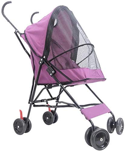 Pink 4-Wheel Portable Folding Pet Stroller for Dogs & Cats - Heavy Duty Travel Cart with 10kg Capacity | Perfect for Outdoor Walks, Vet Visits & Shopping Trips