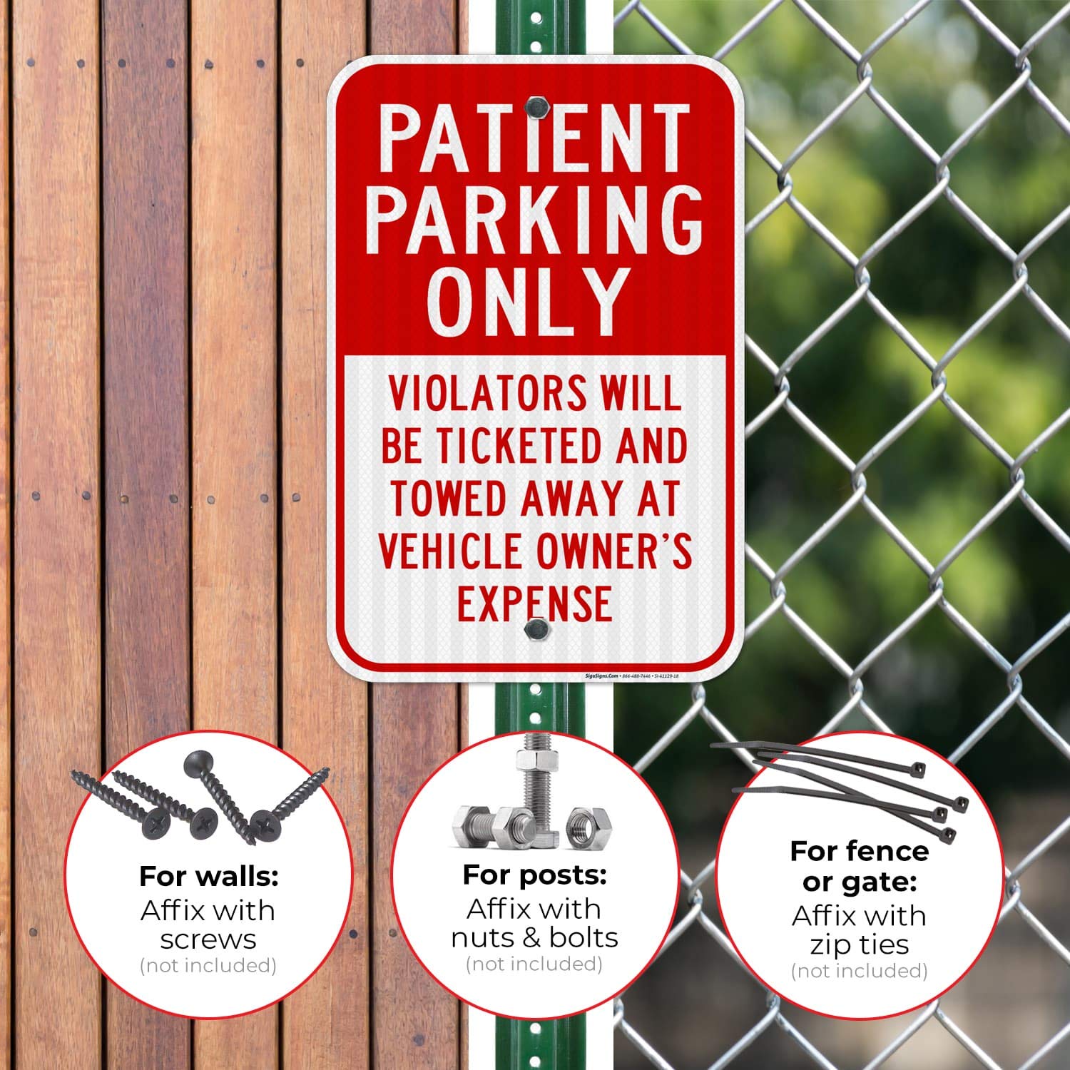 Patient Parking Only Sign - 12x18 Inches Reflective Aluminum Board - 3M EGP .063 Fade Resistant - Easy Mount Indoor/Outdoor Use - Made in USA - Perfect for Hospitals, Clinics & Accessible Parking Areas