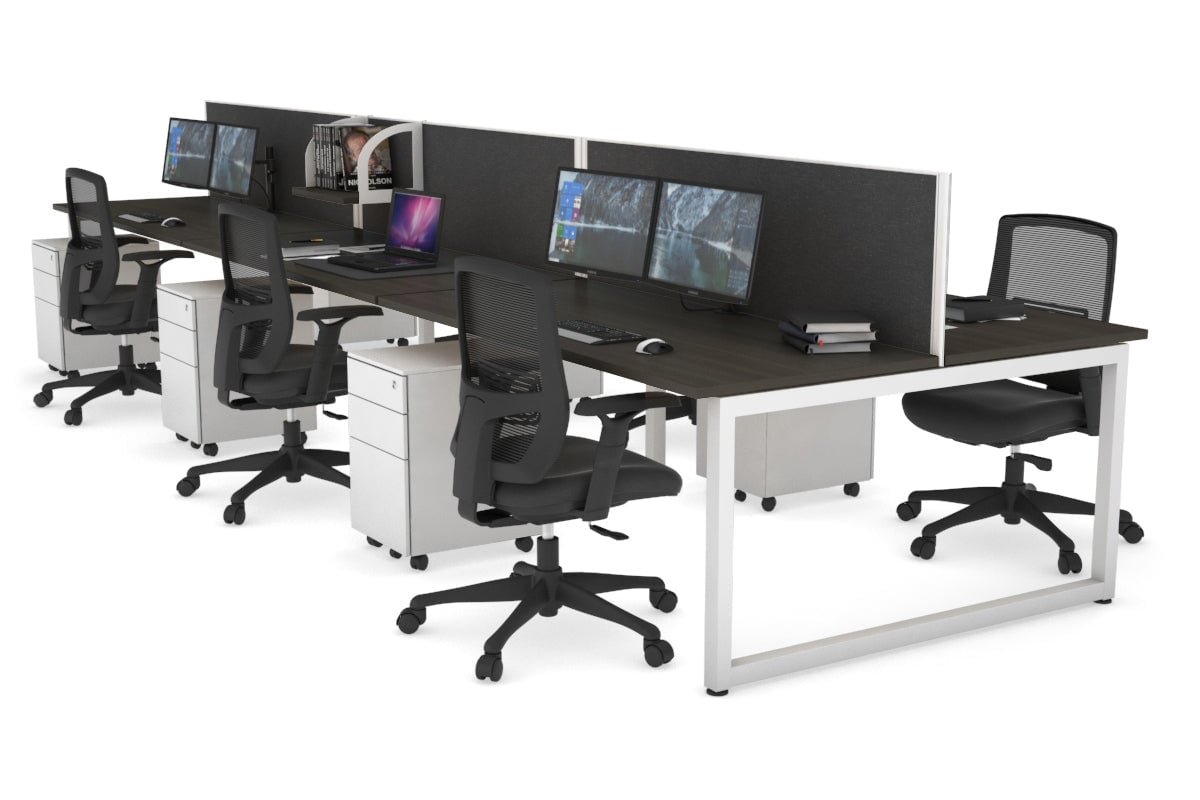 Quadro Loop Legs 6-Person Office Workstation Desk [1800L x 700W] - Modern Collaborative Workspace Solution for Team Projects & Open Office Layouts