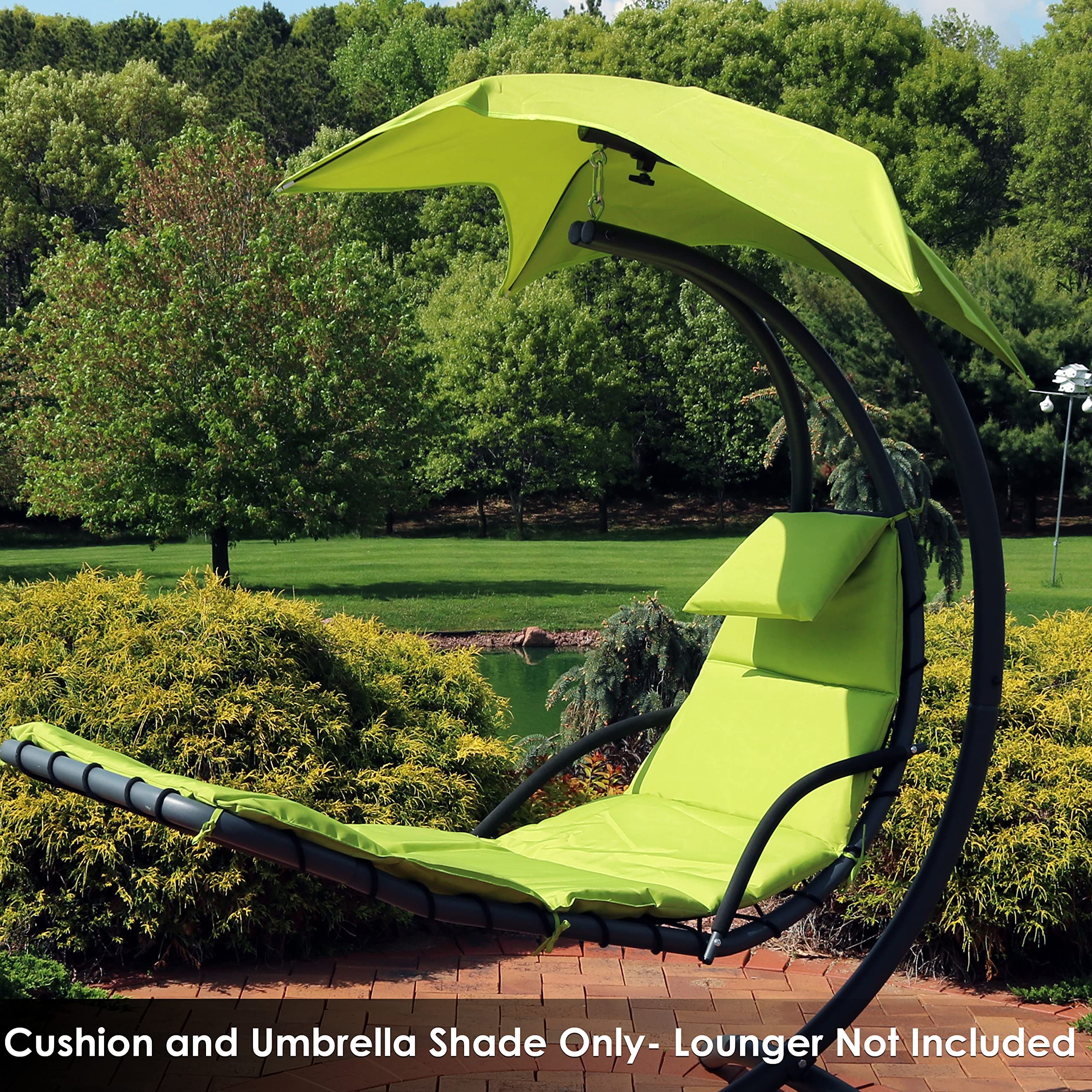 Sunnydaze Outdoor Hanging Lounge Chair Replacement Cushion & Umbrella Fabric - Durable Apple Green Weather-Resistant Cover for Patio, Poolside & Garden Relaxation