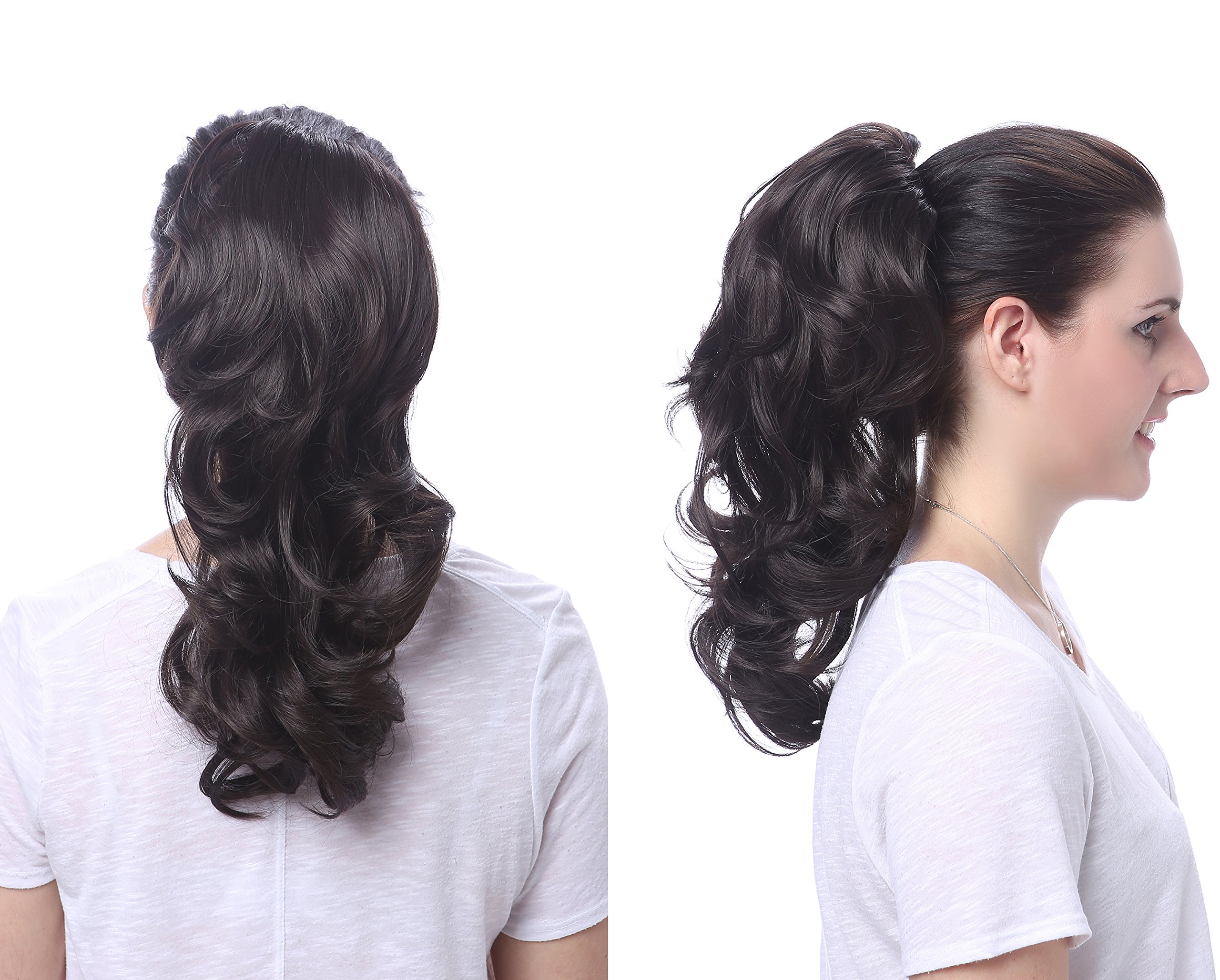 Onedor 15-Inch Synthetic Fiber Curly Ponytail Hair Extension with Clip-in Jaw Clips - Dual-Use Hairpiece for Women (1# Black) | Perfect for Parties, Cosplay & Everyday Styling