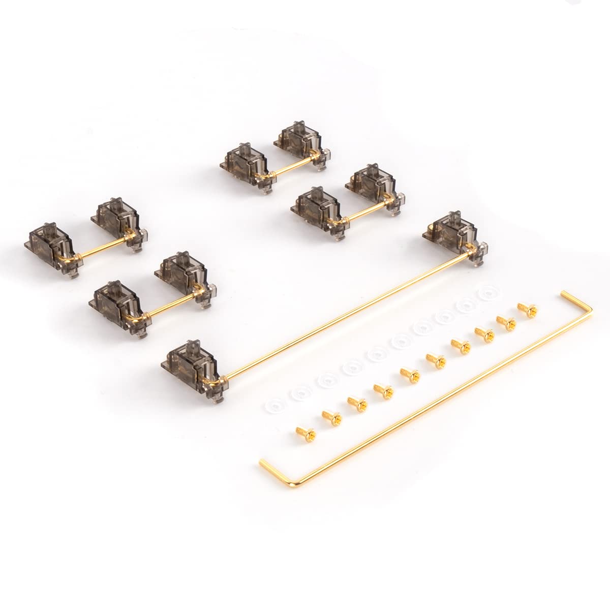 VELOCIFIRE PCB Mount Stabilizers - Screw-in Mechanical Keyboard Stabilizers (Smokey Grey) - Durable PC Material for 7u, 6.25u & 2u Keys - Perfect for Gaming, Typing & Custom Keyboard Builds