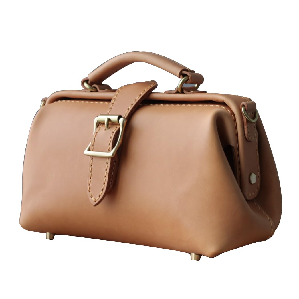 Genuine Leather Doctor's Bag - Vintage Style Medical Purse, Shoulder Bag with Monogram, Everyday Carry for Work & Travel (Honey Brown)