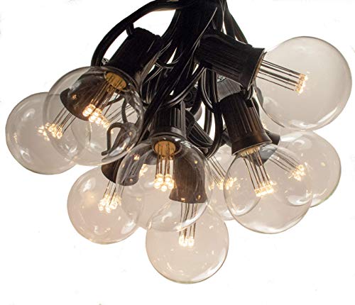 100 Foot LED G50 Clear Bulbs - Black Wire
