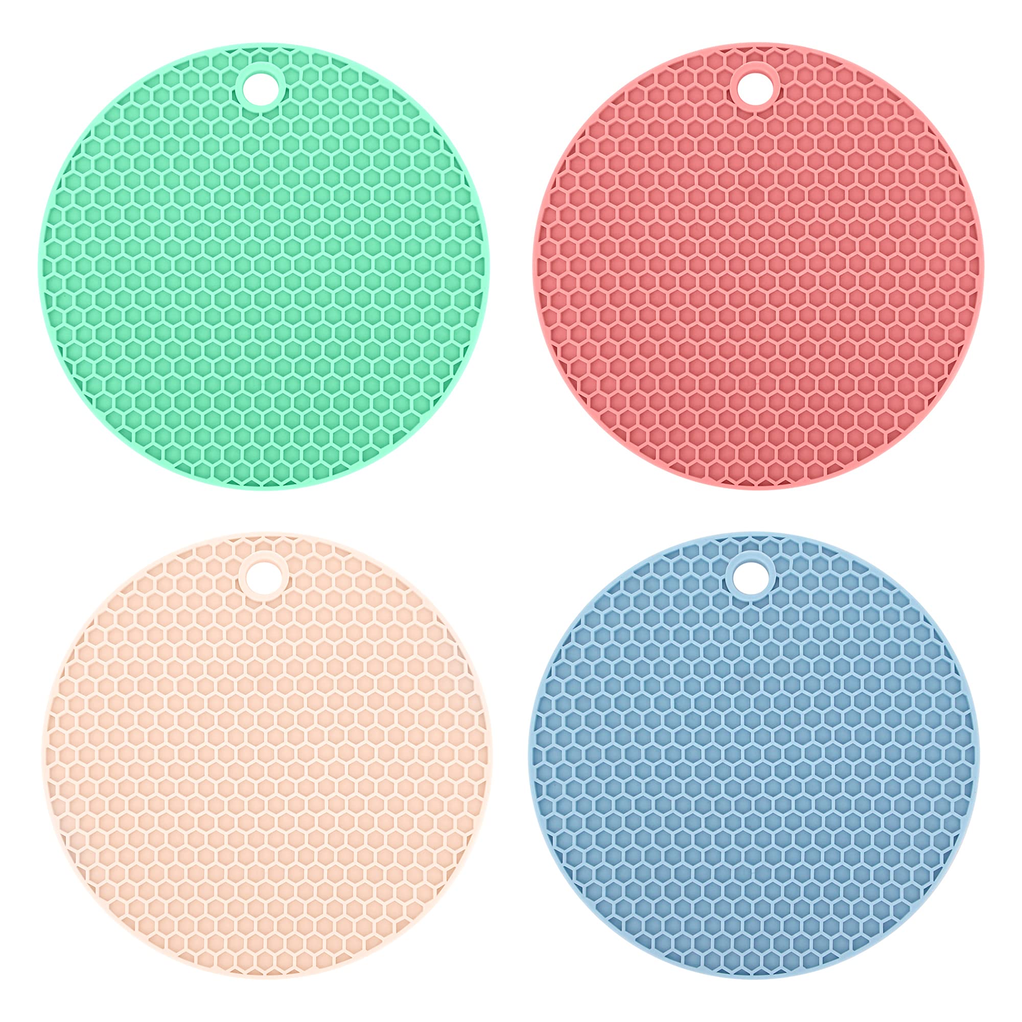 Erinaco 4-Pack Non-Slip Round Rubber Placemats for Kitchen & Dining Table - Waterproof, Durable Table Mats for Everyday Meals, Parties & Home Decor