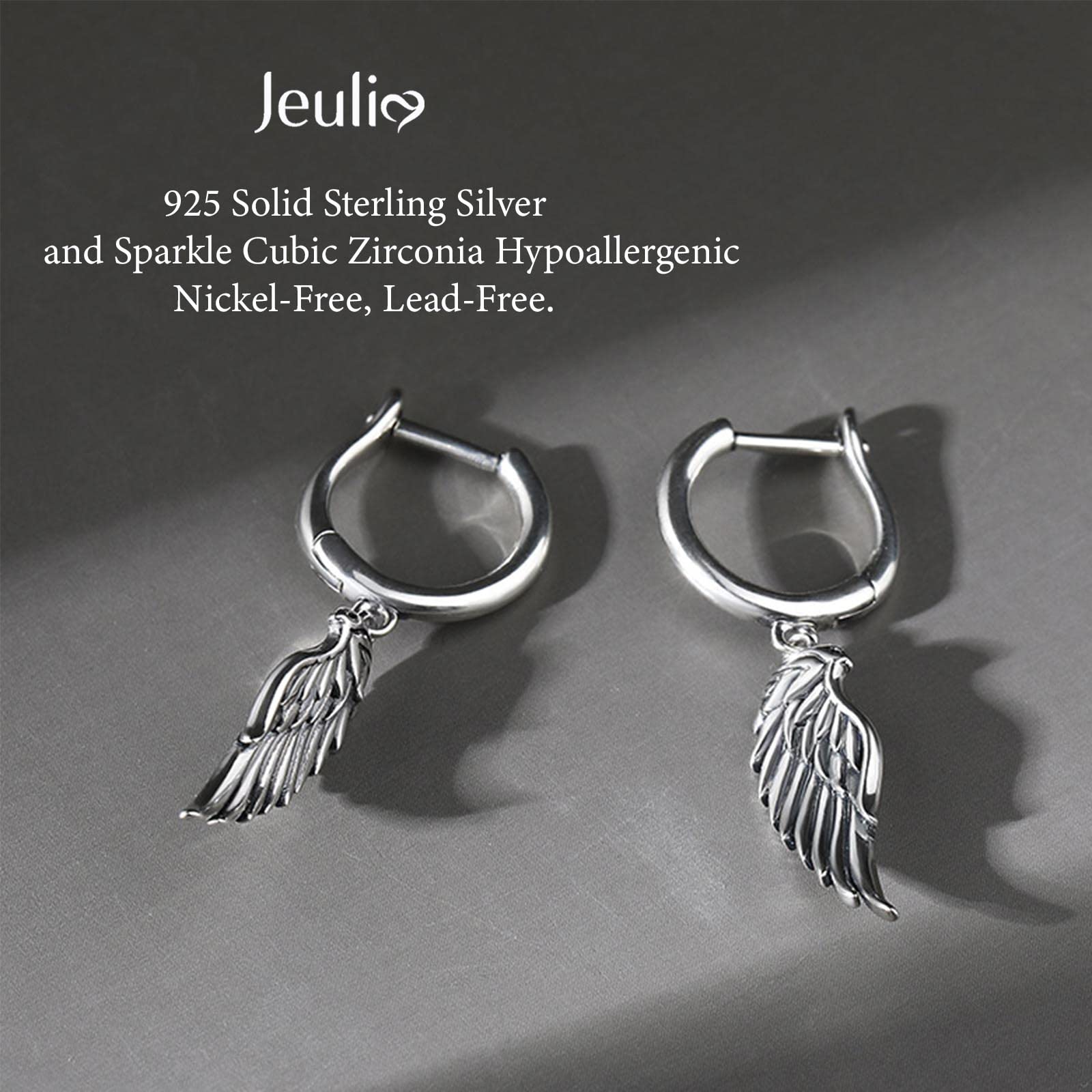 Jeulia Sterling Silver Hoop Dangle Earrings for Women - Small Hoop Earrings with Cross, Wings & Butterfly Charms - Hypoallergenic Punk Goth Jewelry for Teens - Perfect for Parties, Gifts & Everyday Wear