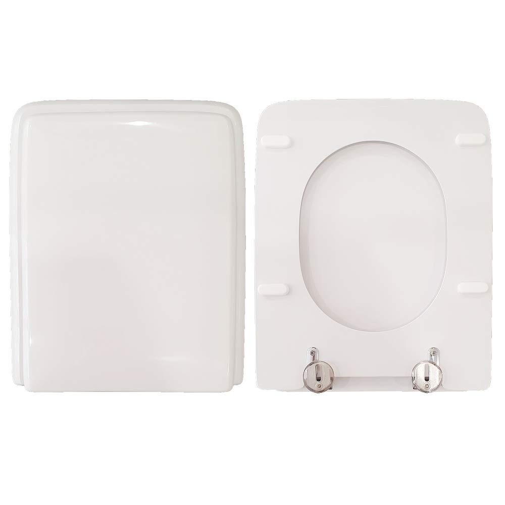 Edge Quadra Eos White Polyester Resin Coated Wooden Toilet Seat with Lid - Modern Bathroom Upgrade for Comfort & Style