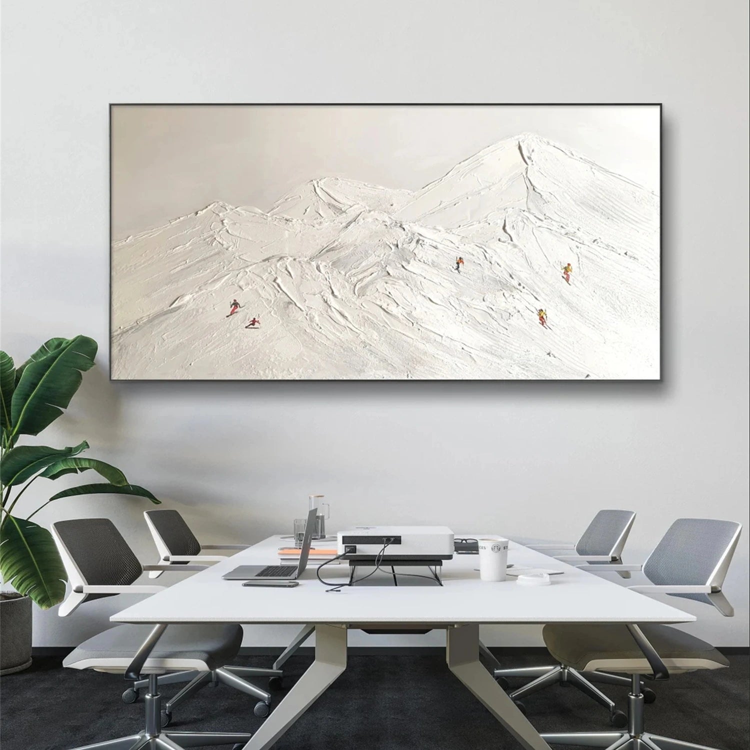 SP044 Textured Skiing Sport Art Painting Canvas - Perfect for Home Decor, Office Wall Art & Winter Sports Enthusiasts