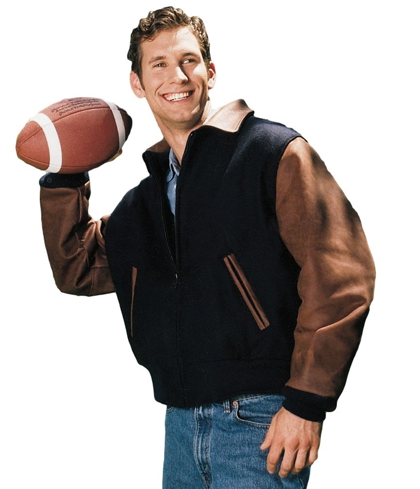 REED Men's Executive Leather & Wool Varsity Jacket - Premium USA-Made Business Casual Outerwear for Office, Meetings & Smart Casual Events