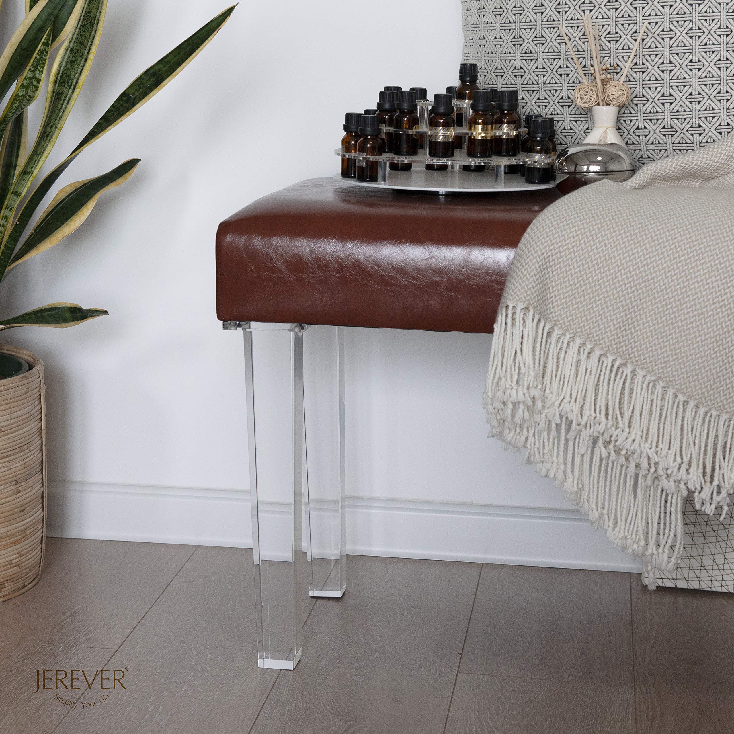 JEREVER 16 Inch Clear Acrylic Furniture Legs Set of 4 - Modern Square Replacement Legs for Coffee Tables, Desks, Benches & DIY Home Decor Projects | Perfect for Living Room, Office & Bedroom Furniture Upgrades