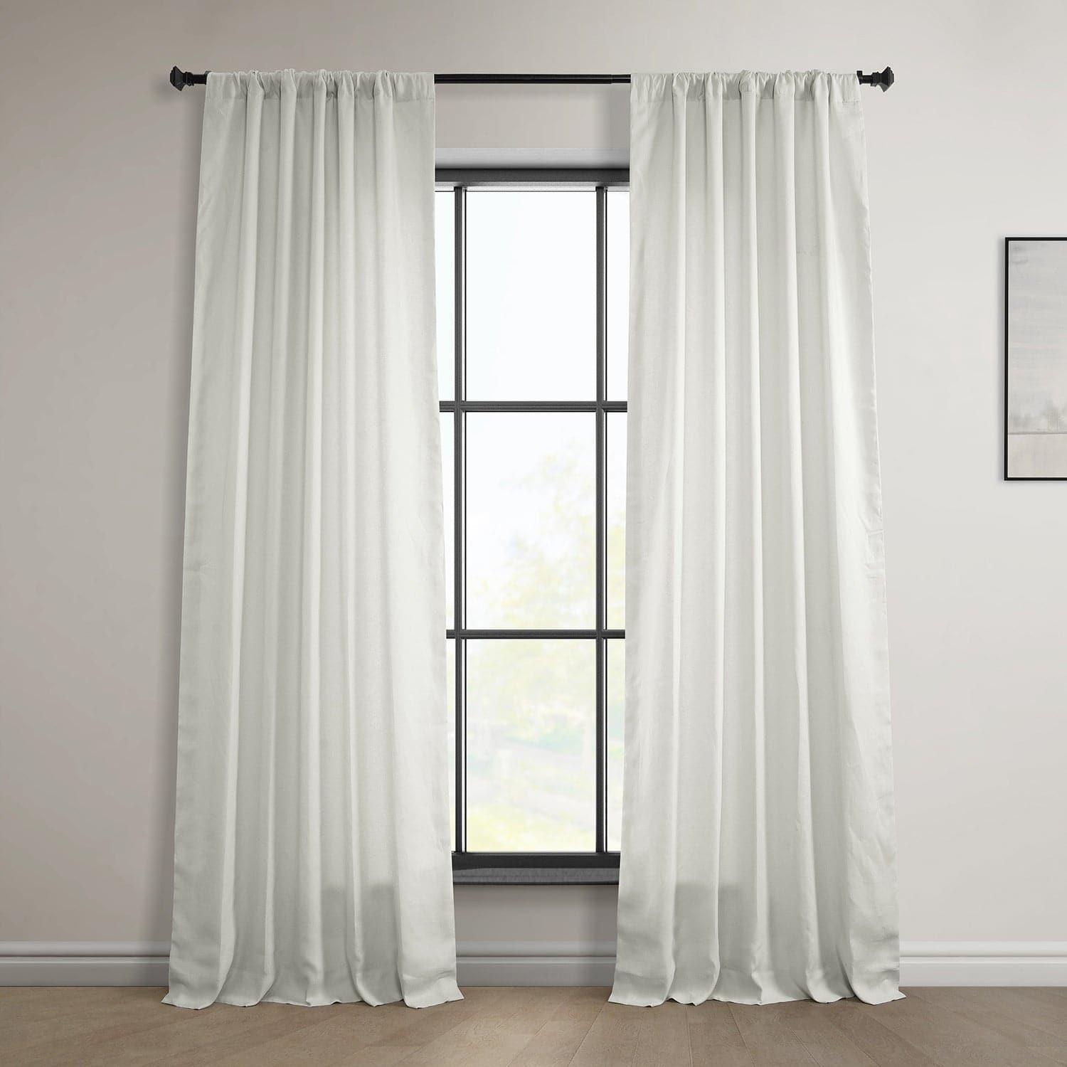 Warm White Euro Linen Blackout Curtains for Bedroom - Light Blocking Thermal Insulated Window Drapes for Living Room & Nursery