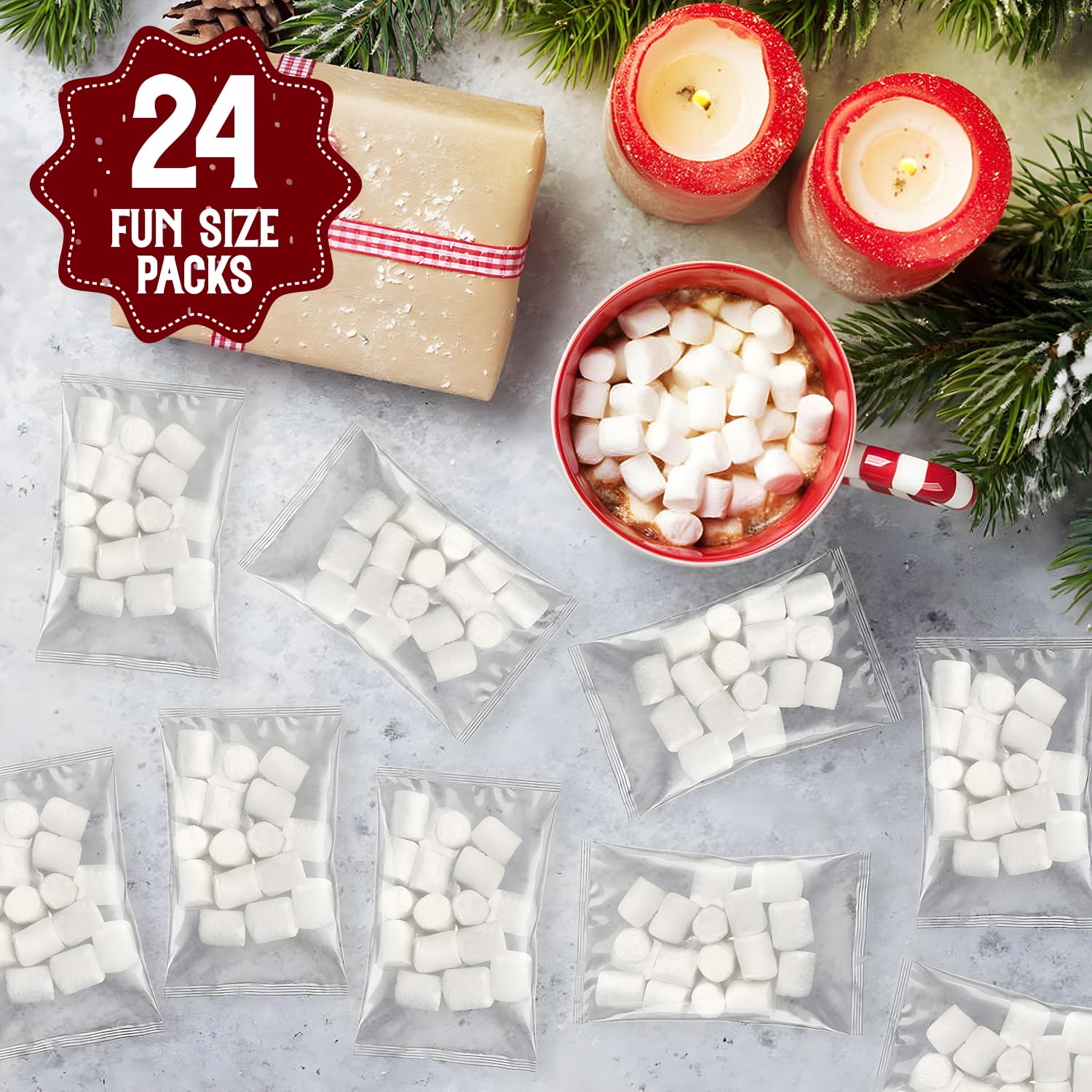 Freeze Dried Marshmallows Mini Individual 24 Fun Size Packs - Hot Chocolate Toppings for Christmas, Hot Cocoa, Cereal, Ice Cream & Dessert Decorations - Perfect for Baking, Party Favors and Holiday Treats