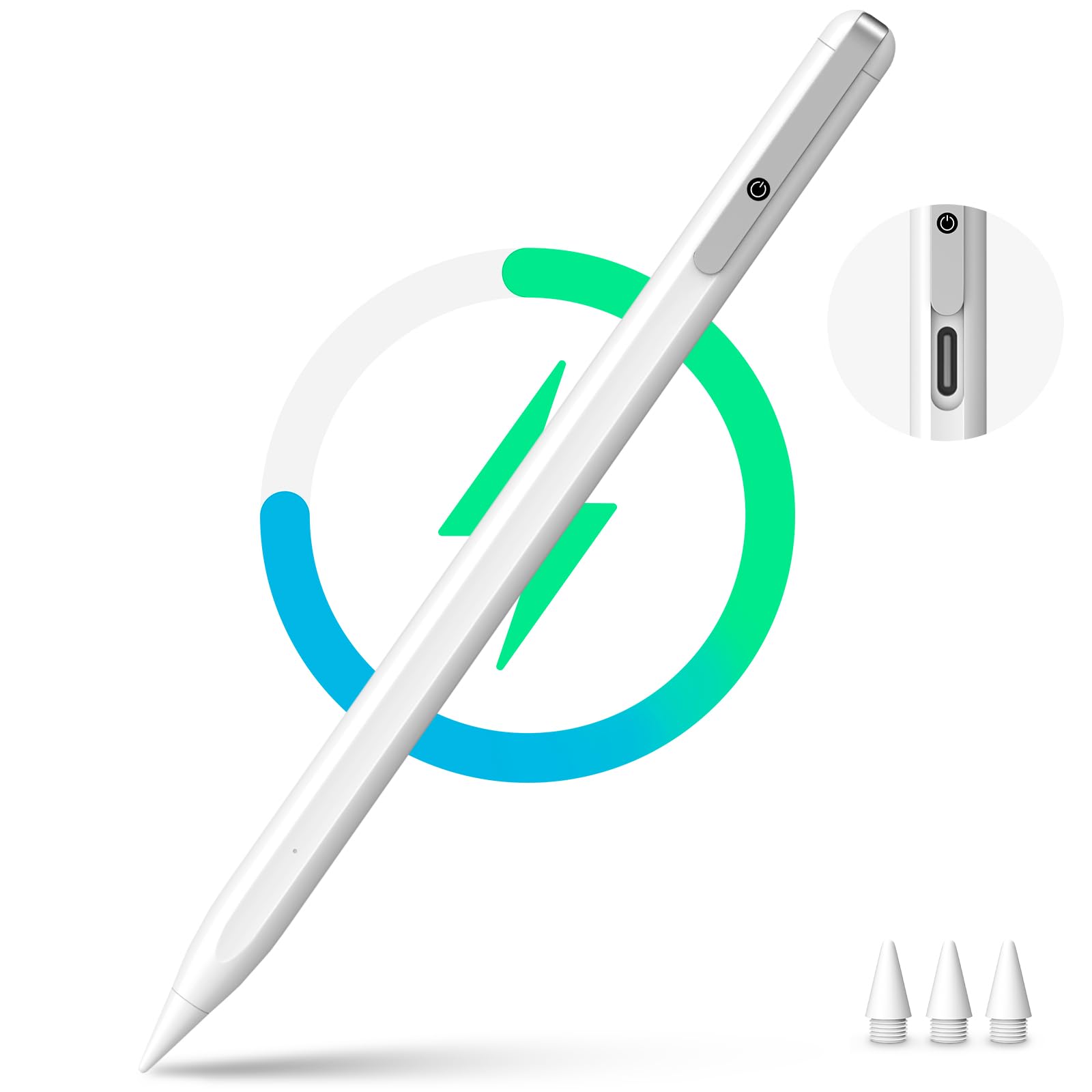 Premium Stylus Pen for iPad - Fast Charging USB-C Apple Pencil Alternative (13 Min Charge) | Compatible with iPad 10th Gen, Air 3/4/5, Mini 5/6, iPad 6-10, Pro 11