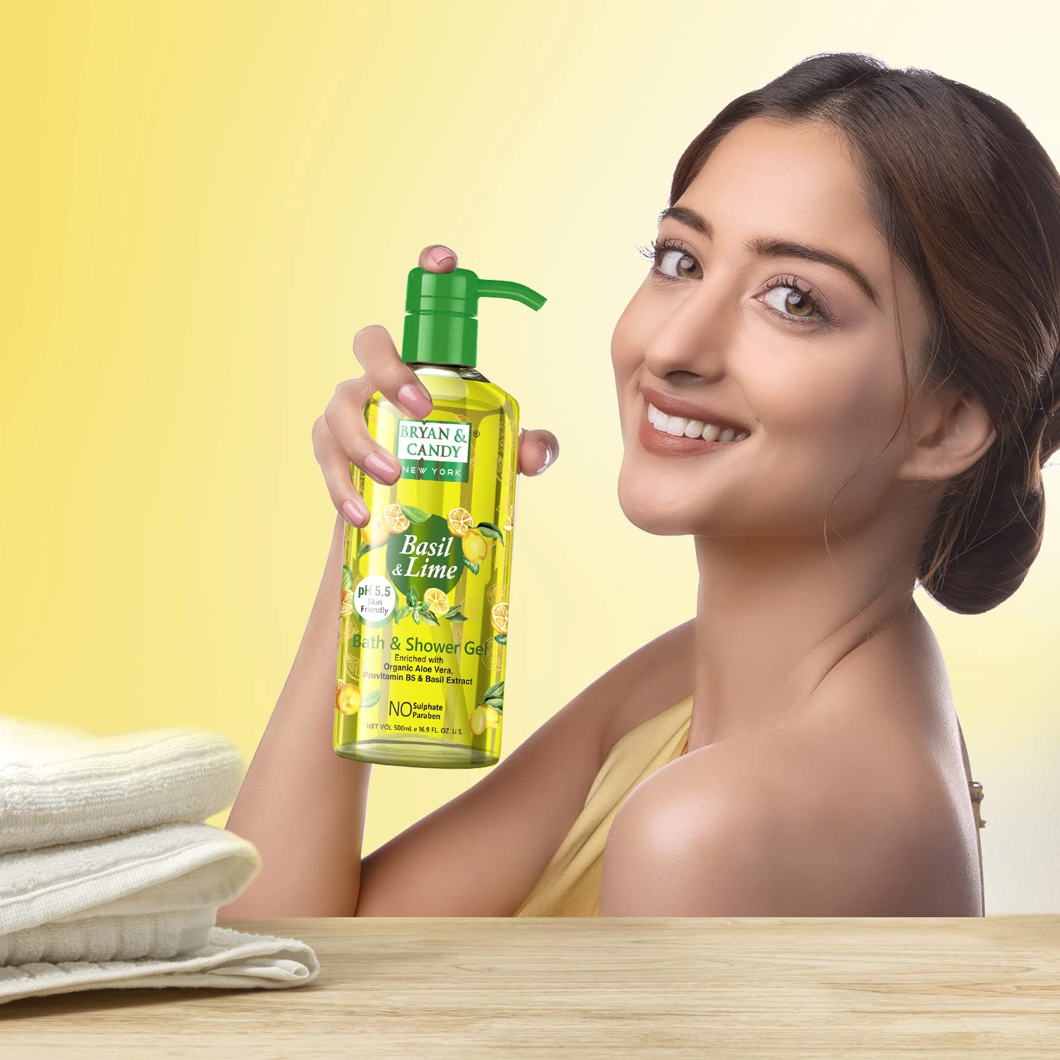 Bryan & Candy Aloe Vera Shower Gel - Gentle Moisturizing Body Wash for Soft, Supple Skin | Basil & Lime Scented | 500ml | Perfect for Daily Hydration & Relaxing Bath Time
