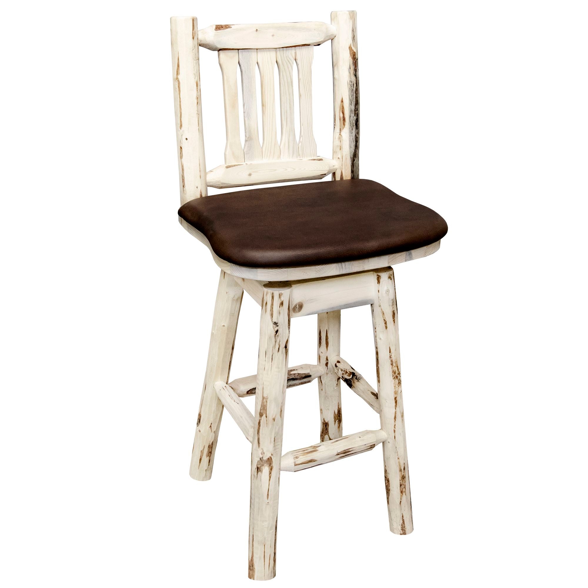 Montana Counter Height Barstool with Back & Swivel - Saddle Upholstered Bar Stool for Kitchen Island, Breakfast Nook, or Home Bar - Comfortable & Stylish Seating Solution