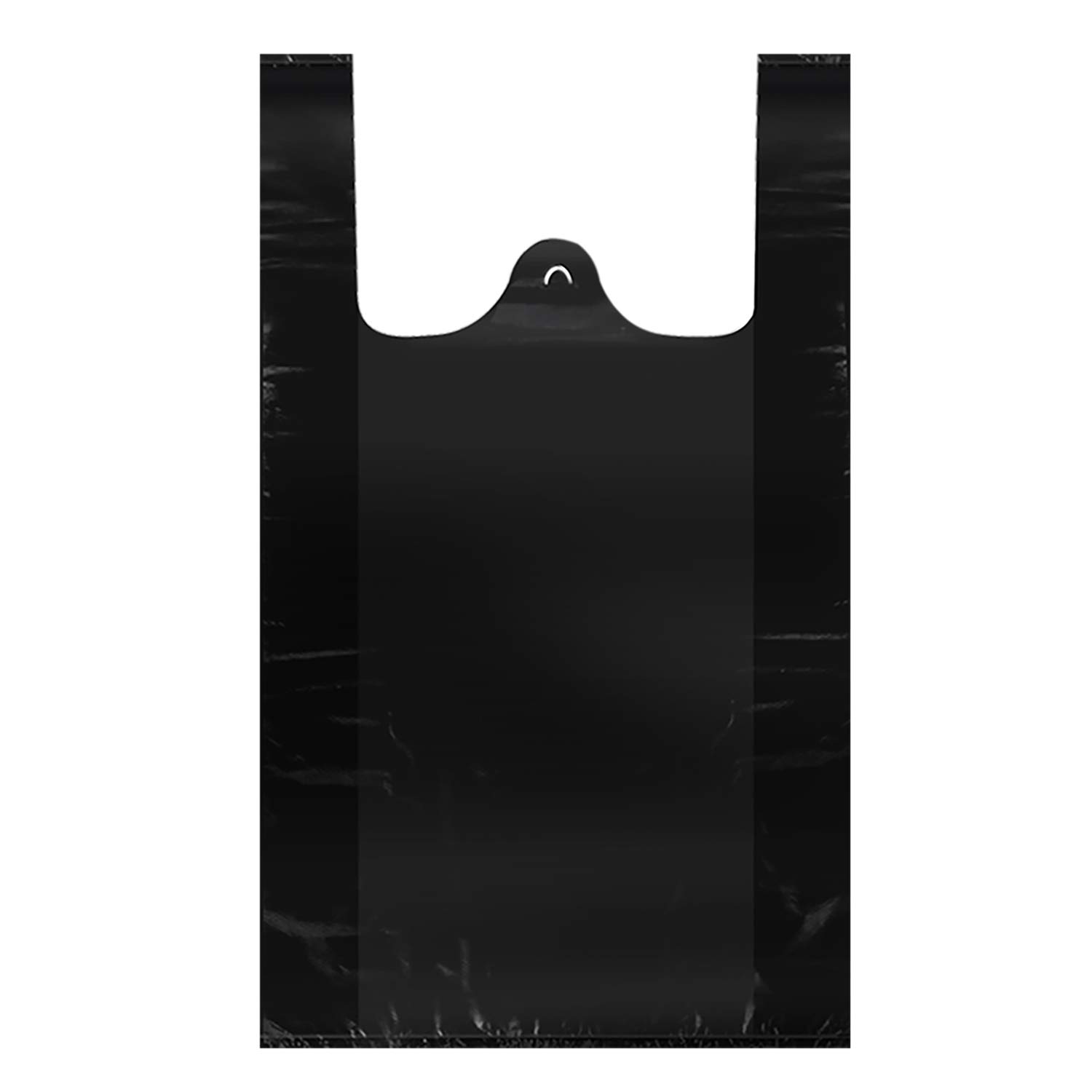 LazyMe Black Plastic T-Shirt Bags with Handles - 12x20 Inch (100 Pack) - Durable Grocery & Retail Shopping Bags for Stores, Markets & Businesses - Perfect for Convenient Shopping, Packaging & Merchandise Display