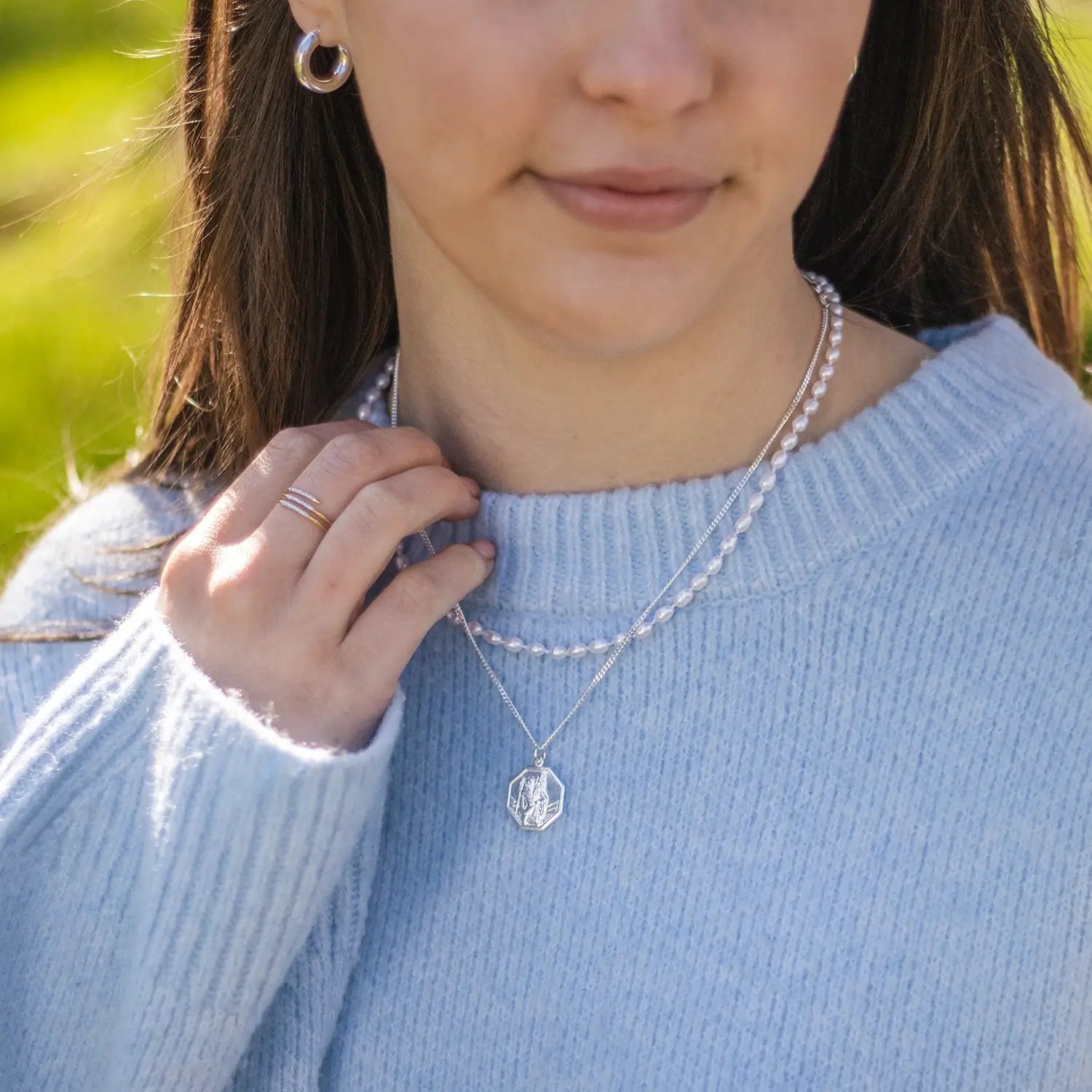 St Christopher Large Sterling Silver Necklace with Custom Engraving - Perfect for Travel Protection & Religious Gifts