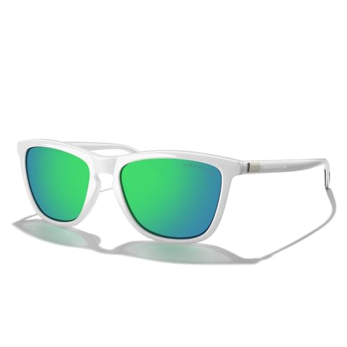 White Frame/Green Mirror Lens/Silver Temples