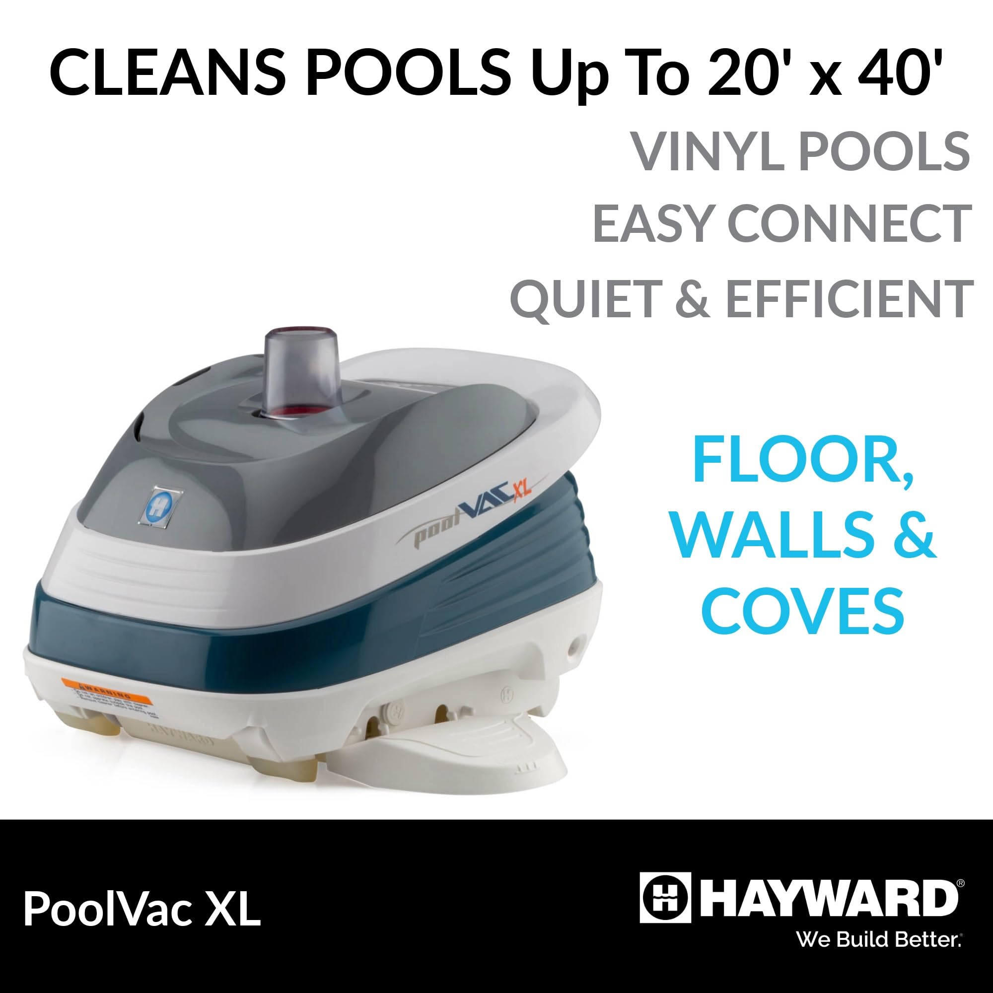 Hayward W32025ADV PoolVac XL Automatic Suction Pool Cleaner for Vinyl Pools - Covers up to 20x40 ft - Ideal for Inground & Above Ground Pools - Easy Maintenance & Efficient Cleaning for Sparkling Water