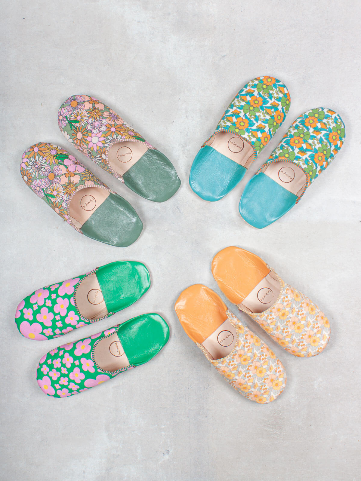 Margot Floral Babouche Slippers for Women - Comfortable Green House Shoes for Indoor & Outdoor Use - Perfect for Home, Spa, and Relaxation