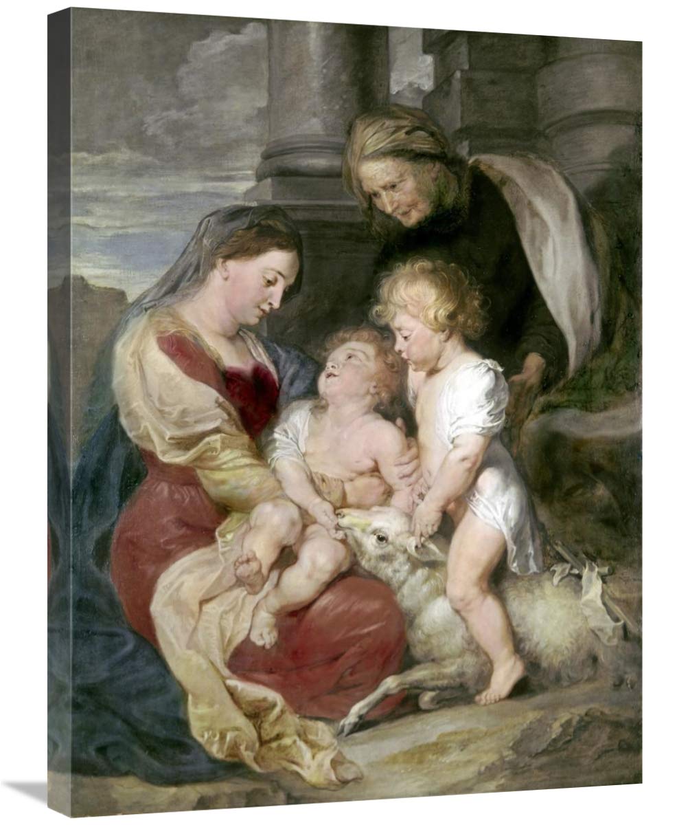 Peter Paul Rubens Virgin & Child Elizabeth & St. John Canvas Wall Art Print - Gallery Wrapped Giclee Reproduction - Religious Home Decor for Living Room, Bedroom & Church