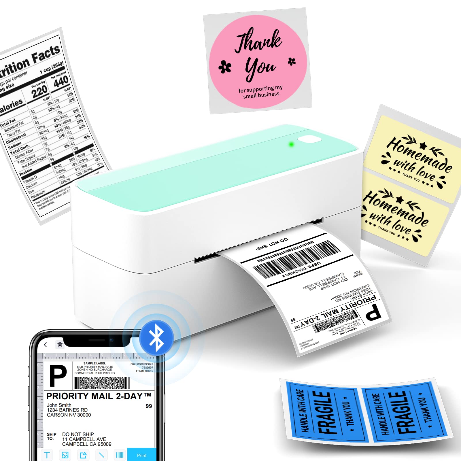 Itari 4x6 Wireless Bluetooth Shipping Label Printer - Compatible with Etsy, Shopify, eBay, UPS, DHL - Perfect for Home Business, E-commerce Sellers & Small Business Shipping Needs