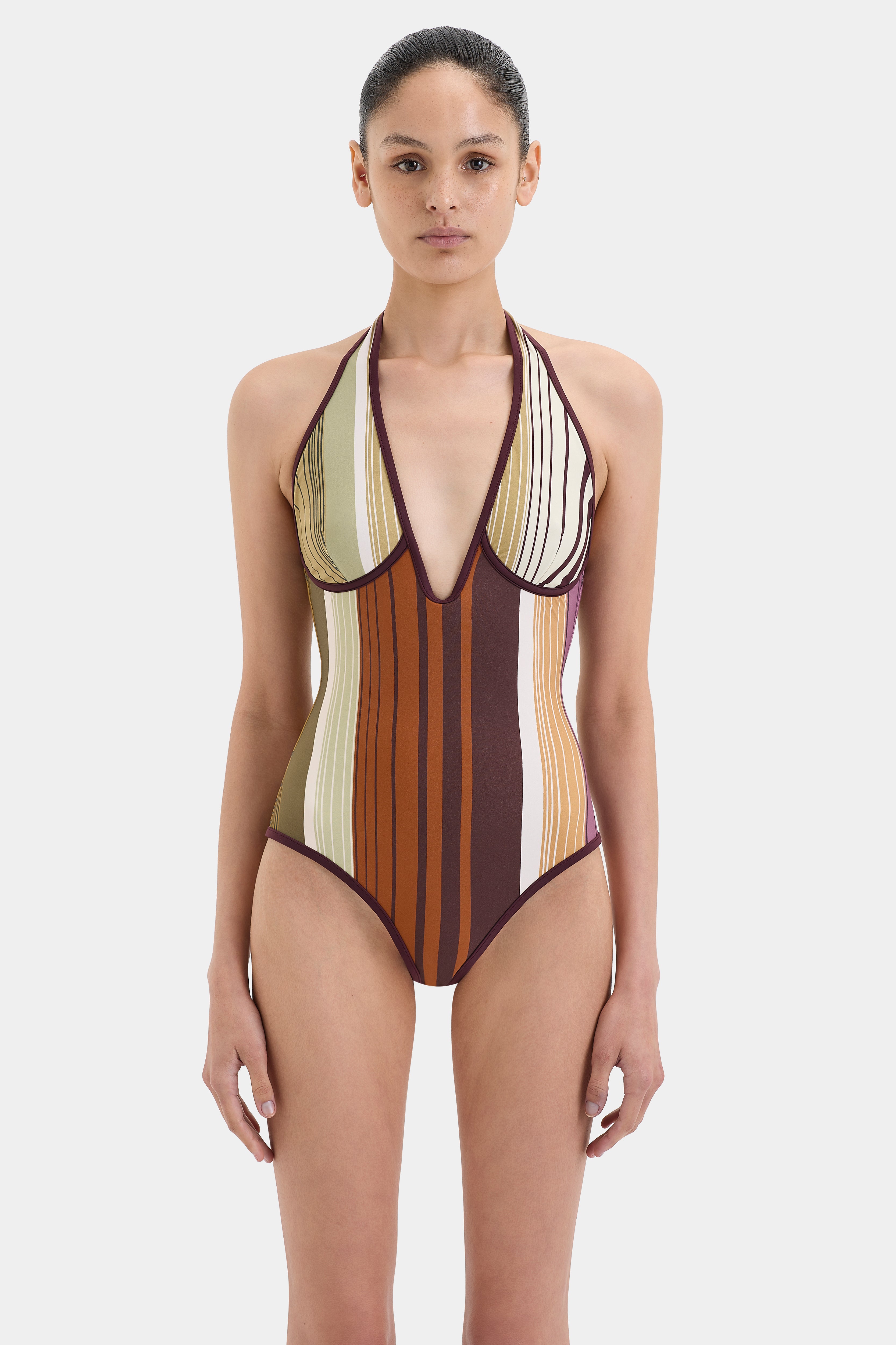 Fontana Halter One Piece Swimsuit - Women's Sexy High Cut Monokini Bathing Suit for Beach, Pool, and Summer Vacations