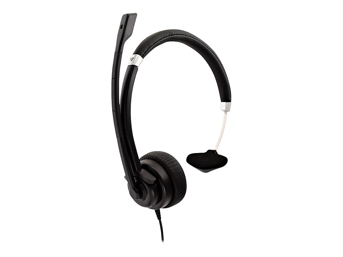 Deluxe Mono Headset with Boom Mic, Adjustable Headband for PC, Mac, Laptop, Chromebook - Black, 3.5mm Connector - Ideal for Online Meetings, Gaming, and Remote Learning