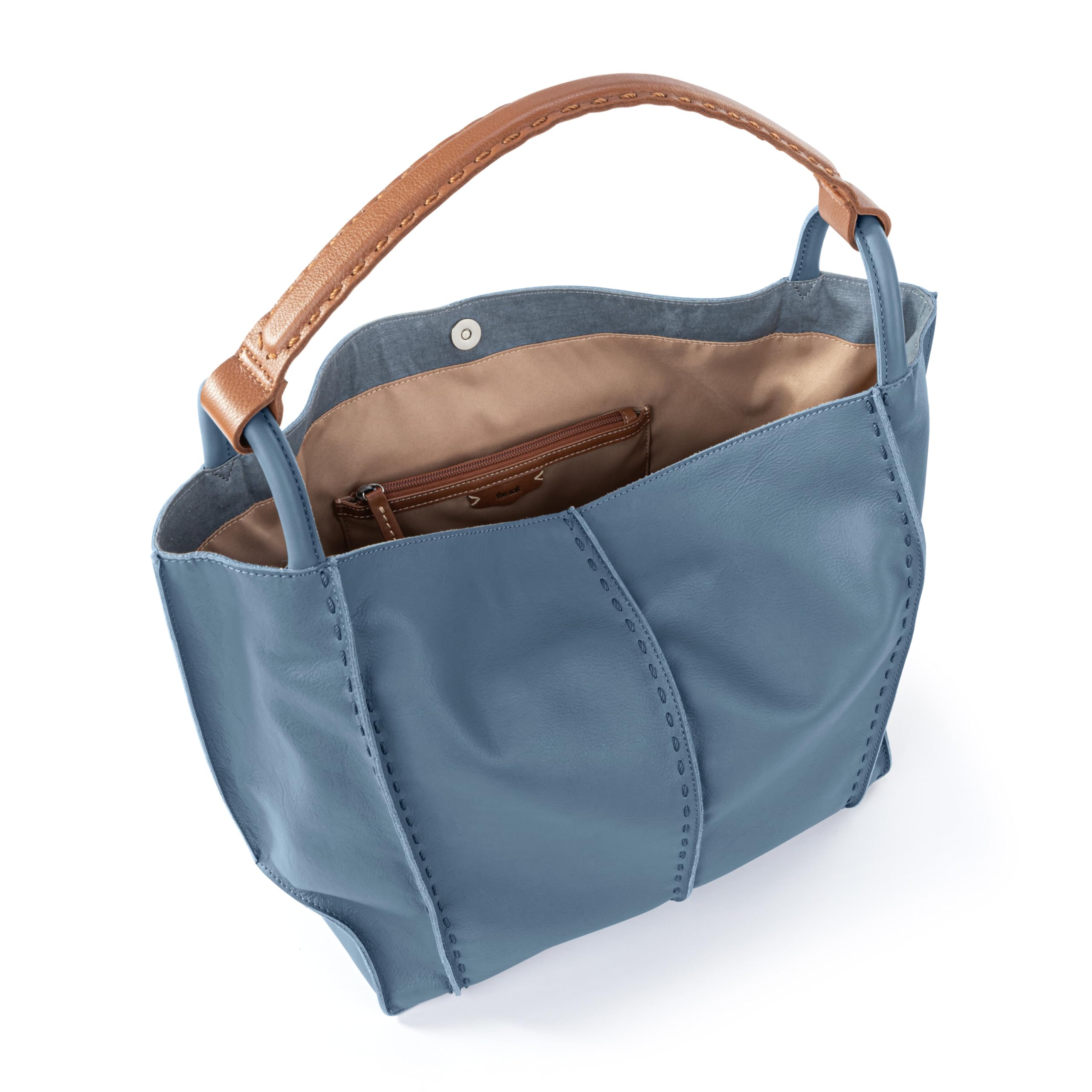 The Sak Los Feliz Large Genuine Leather Tote Bag for Women - Stylish Lined Purse with Adjustable Single Shoulder Strap - Perfect for Work, Travel & Everyday Use - Maritime Collection