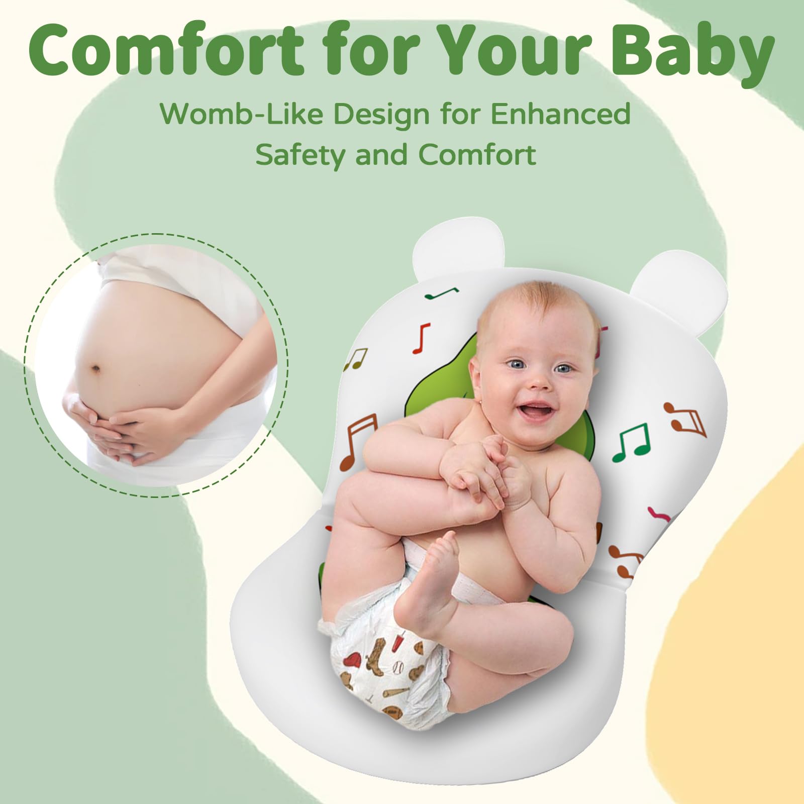 Baby Bathtub Pillow - Ergonomic & Space-Saving Bath Cushion for Newborns 0-12 Months, Soft Bathtub Pad for Safe & Comfortable Infant Bath Time - Perfect for Nursery, Home & Travel Use
