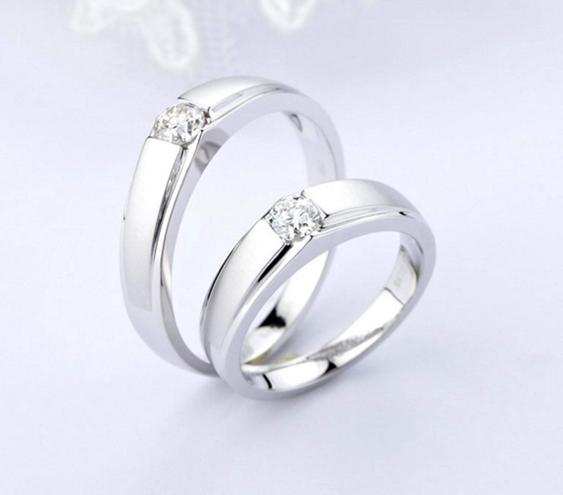 Daesar Platinum Engagement Ring Set for Men & Women - Matte Wedding Band with Diamonds in White Gold - Perfect for Proposals, Anniversaries & Romantic Occasions