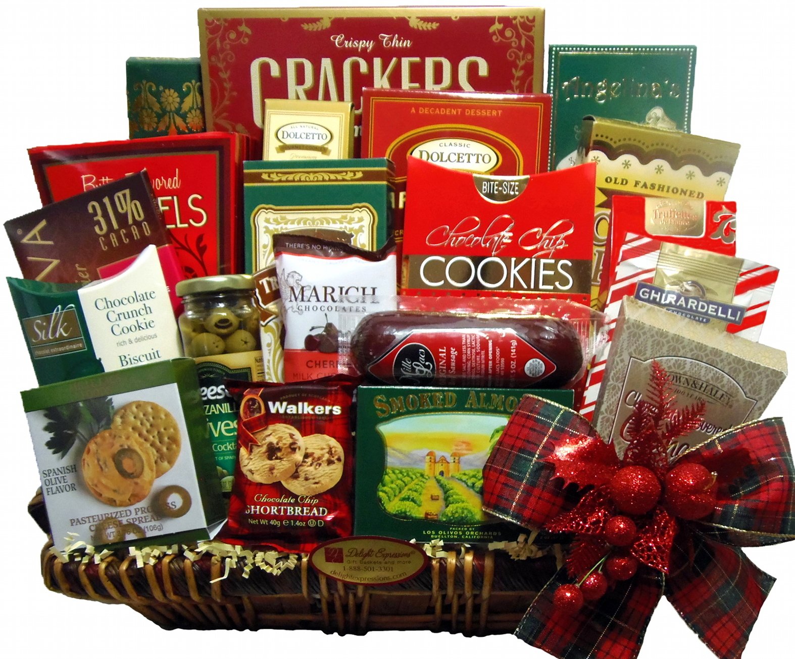 Delight Expressions® Premium Holiday Gourmet Gift Basket - Christmas Food Basket with Assorted Snacks & Treats - Perfect for Corporate Gifts, Holiday Parties & Family Celebrations
