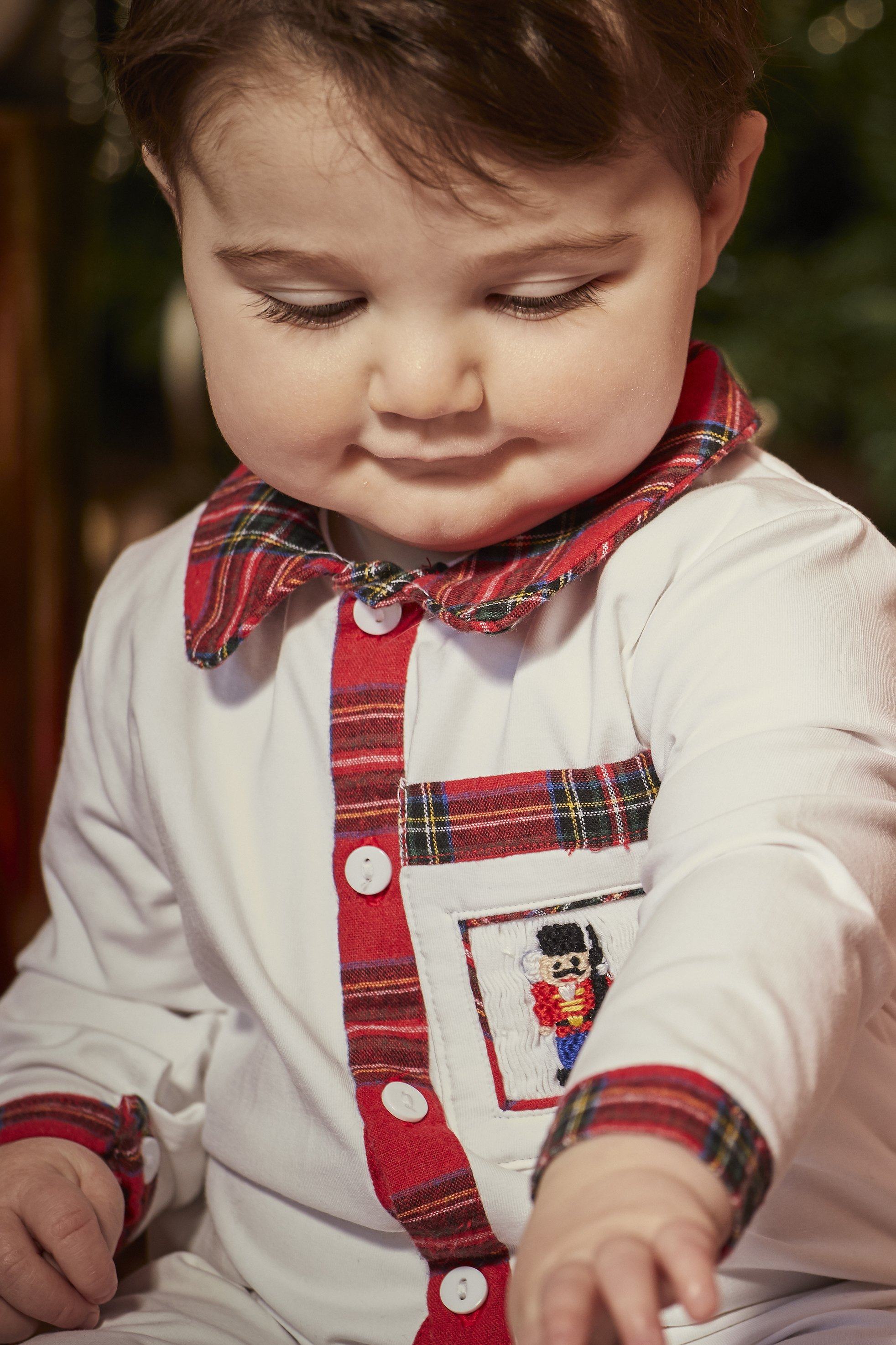 Harrison Red Tartan Smocked Romper for Baby Girls | Soft Cotton Jumper with Elastic Waist | Perfect for Holidays, Photoshoots & Special Occasions