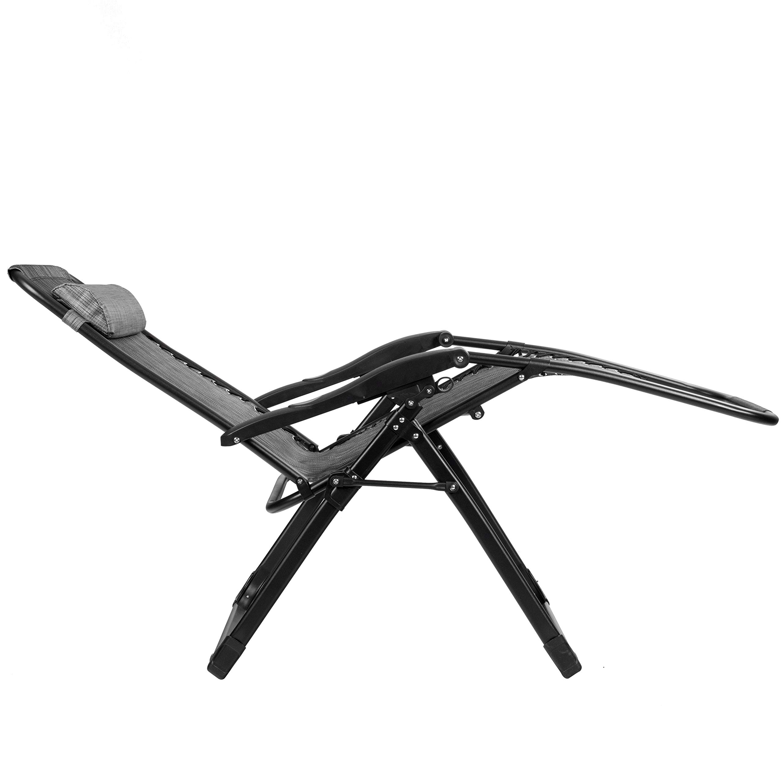 SAFSTAR Zero Gravity Chair - Oversized Outdoor Lounge Chair with Cup Holder & Detachable Pillow, 500 Lbs Capacity Folding Patio Recliner for Backyard, Poolside, Beach, Camping - Comfortable Gray Relaxation Chair