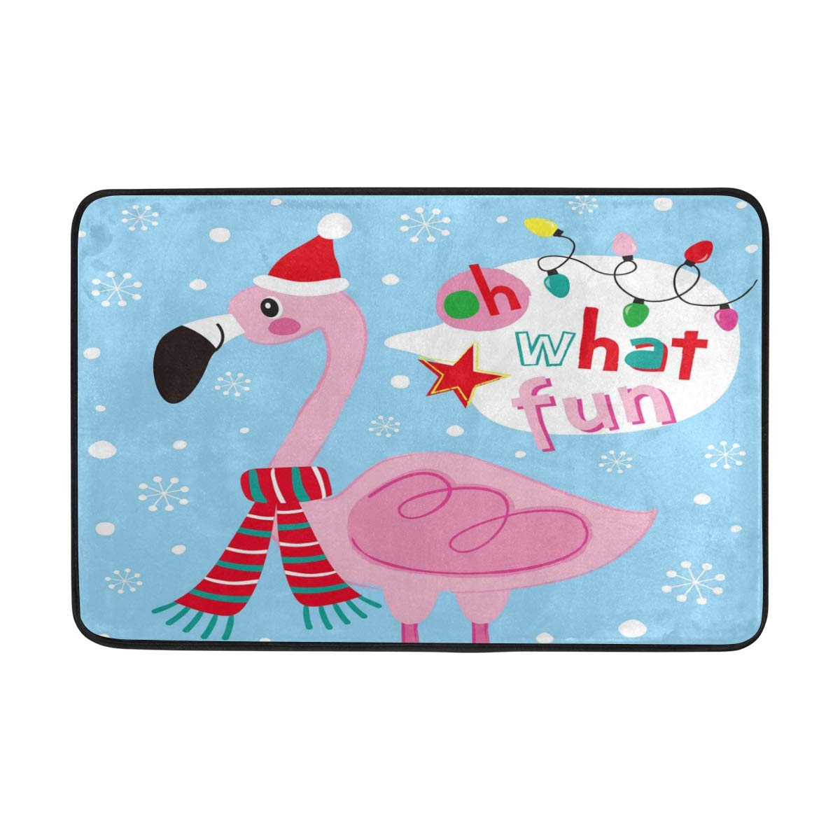 ALAZA Merry Christmas Snowflake Flamingo Bird Doormat - Indoor/Outdoor Non-Slip Entrance Floor Mat for Bathroom, Porch & Front Door - 23.6 x 15.7 Inch Holiday Decor - Perfect for Christmas Welcome Mats & Festive Home Decorations