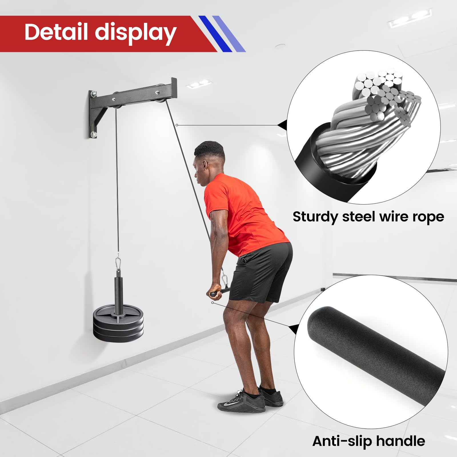 Heavy Duty Cable Pulley System for Home Gym - LAT Pull Down Machine & Weight Pulley System - Compatible with Smith Machine, Power Cage, Rack - Perfect for Strength Training & Muscle Building Workouts