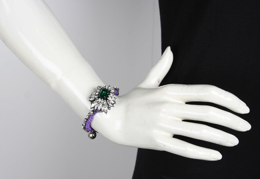 Shourouk Milady Bracelet - Elegant Purple & Green Beaded Bracelet for Women | Perfect for Parties, Weddings & Special Occasions