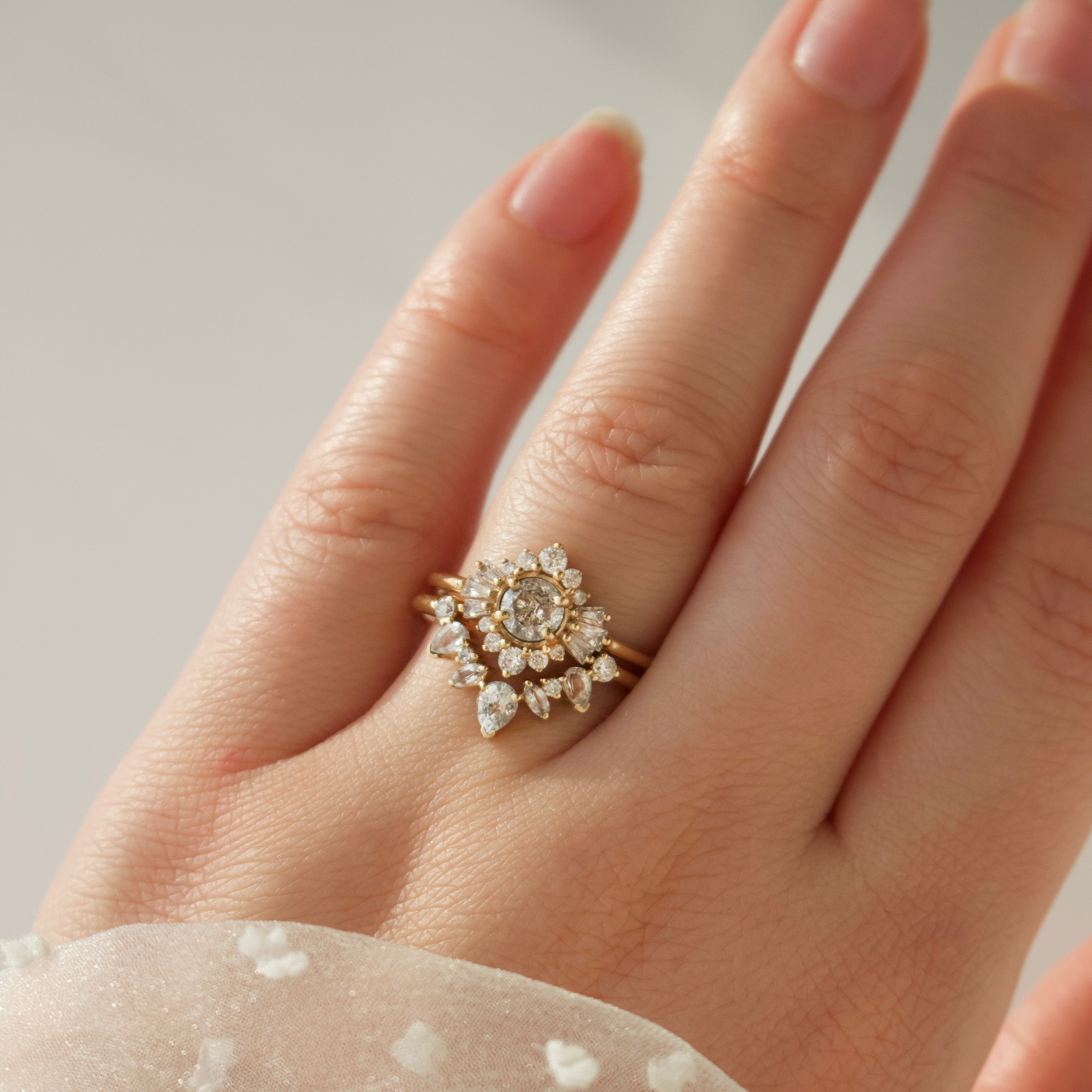 Aria Diamond & Sapphire Hugging Ring for Women - Elegant Stackable Wedding Band, Anniversary Gift for Her - Perfect for Engagement, Proposal & Special Occasions