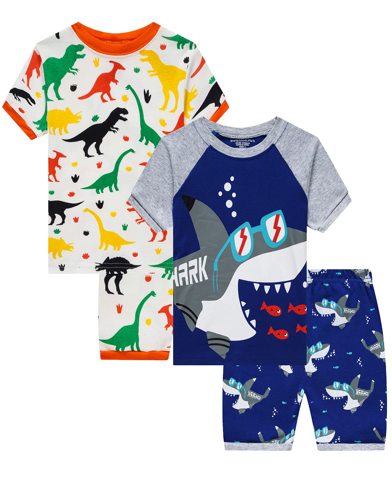 **Dolphin & Fish Cotton Short Pajamas for Boys - Soft Summer Kids Sleepwear for Toddlers & Children - Perfect for Bedtime, Lounging & Playtime**