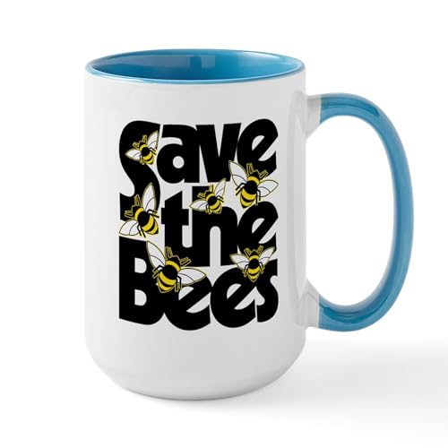 White/Blue Inside - Save The Bees Mugs